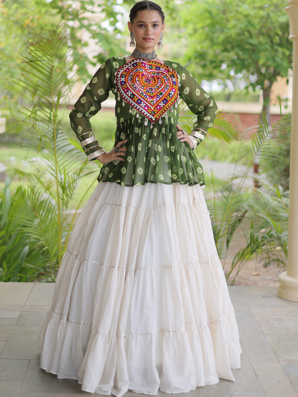 Kora Cotton Navratri Lehenga With Top
