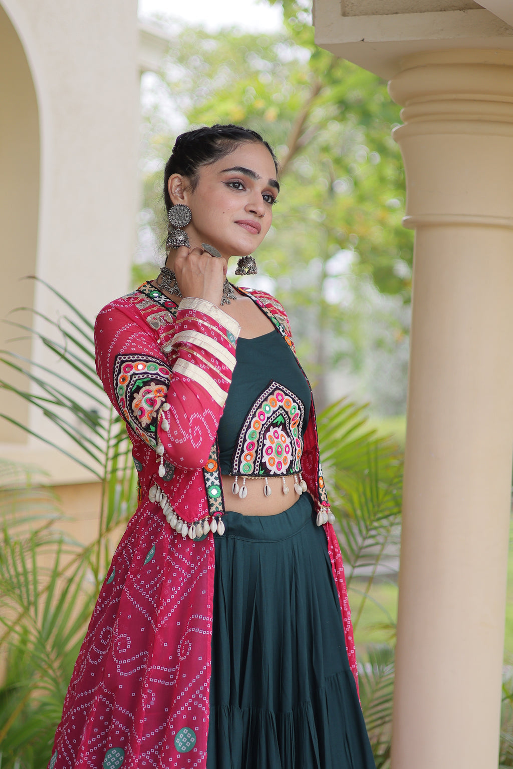 Rayon Double Ghera Navratri Lehenga With Gamthi Blouse