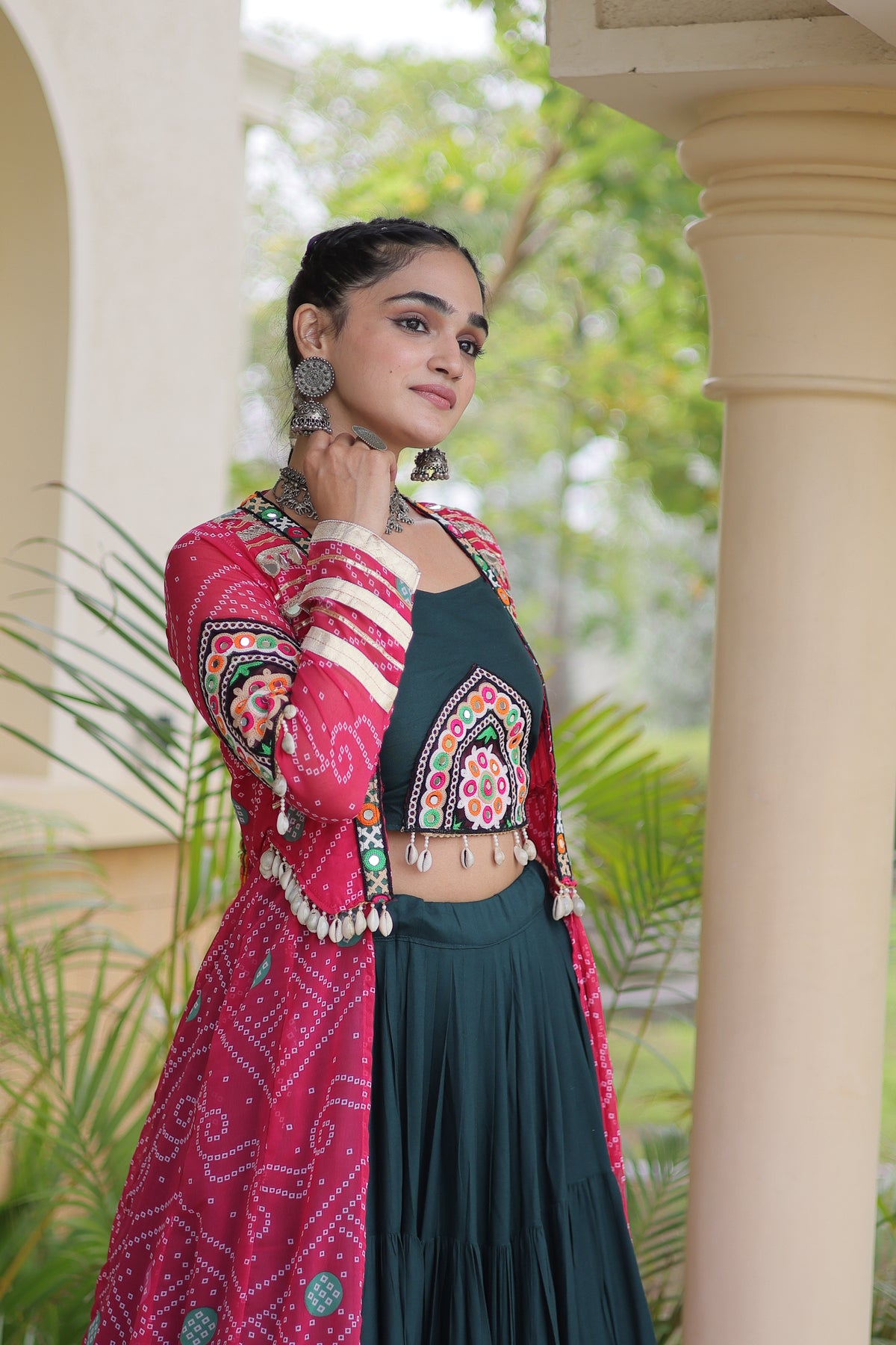 Rayon Double Ghera Navratri Lehenga With Gamthi Blouse