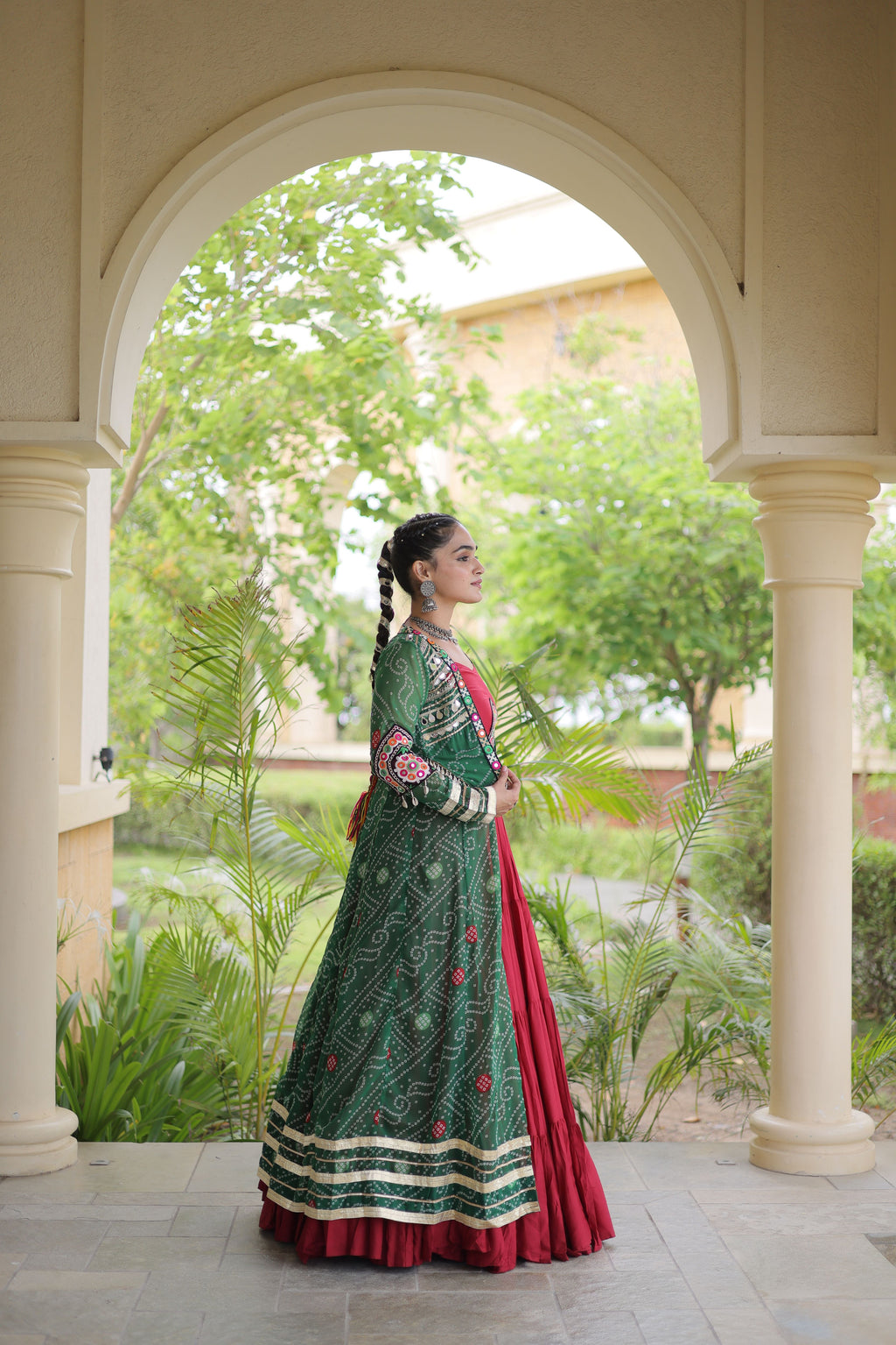 Rayon Double Ghera Navratri Lehenga With Gamthi Blouse