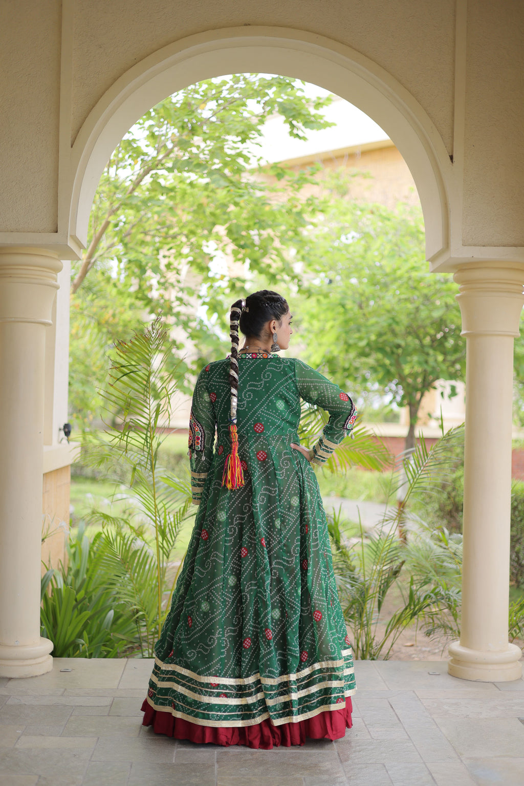 Rayon Double Ghera Navratri Lehenga With Gamthi Blouse