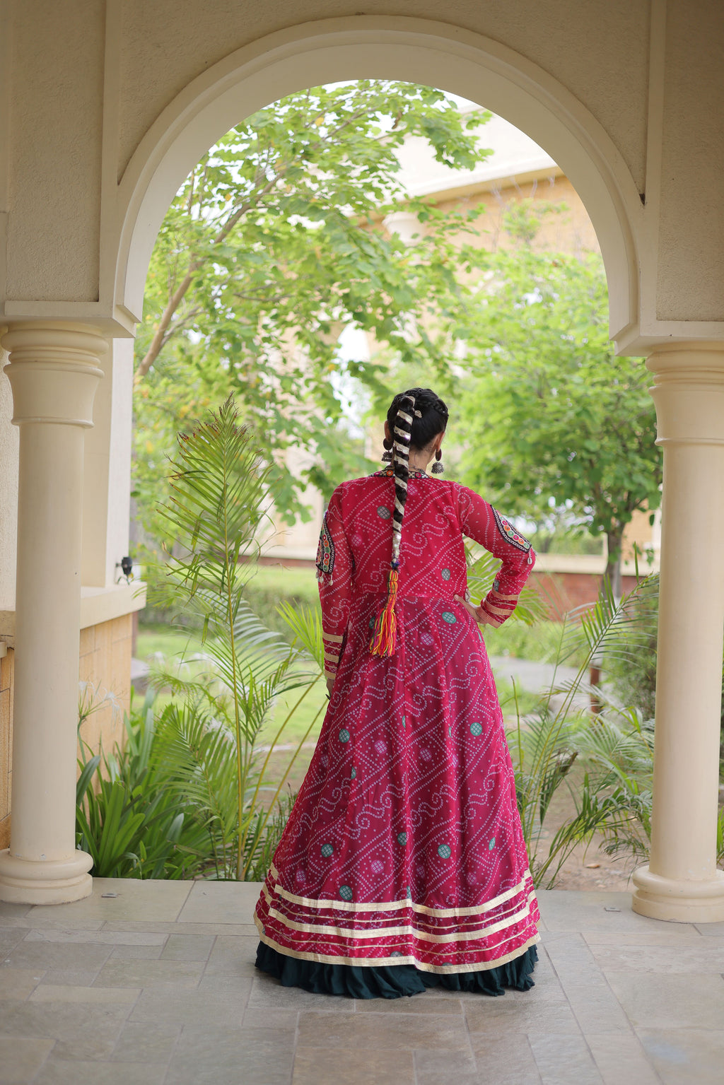 Rayon Double Ghera Navratri Lehenga With Gamthi Blouse