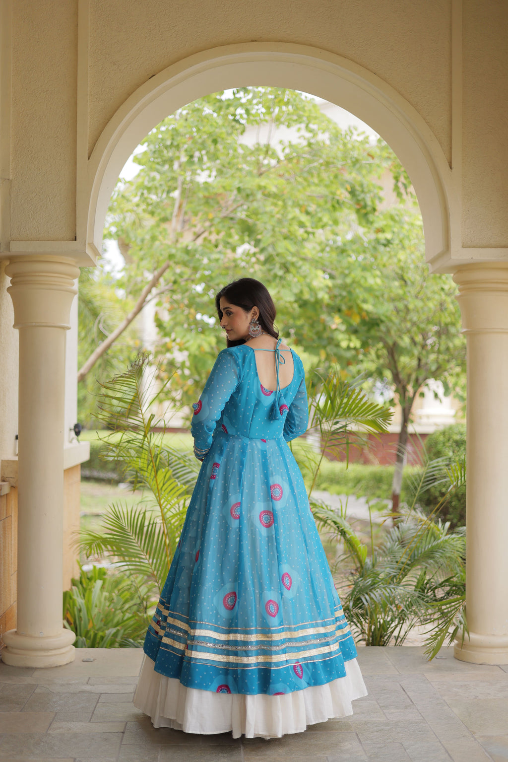 Kora Cotton Bandhani Printed Navratri Lehenga