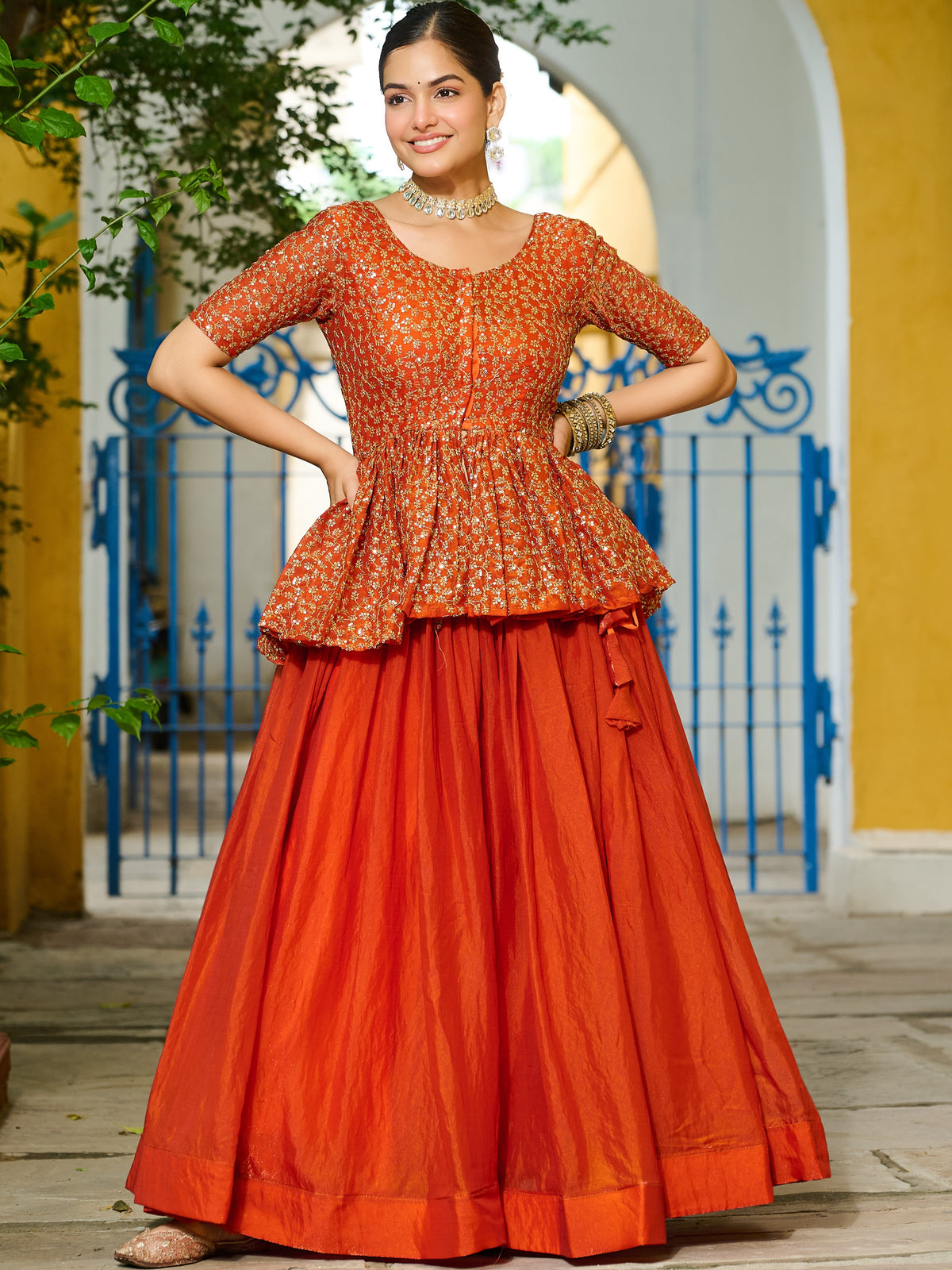 Fendy Embroidered Lehenga With Peplum Blouse