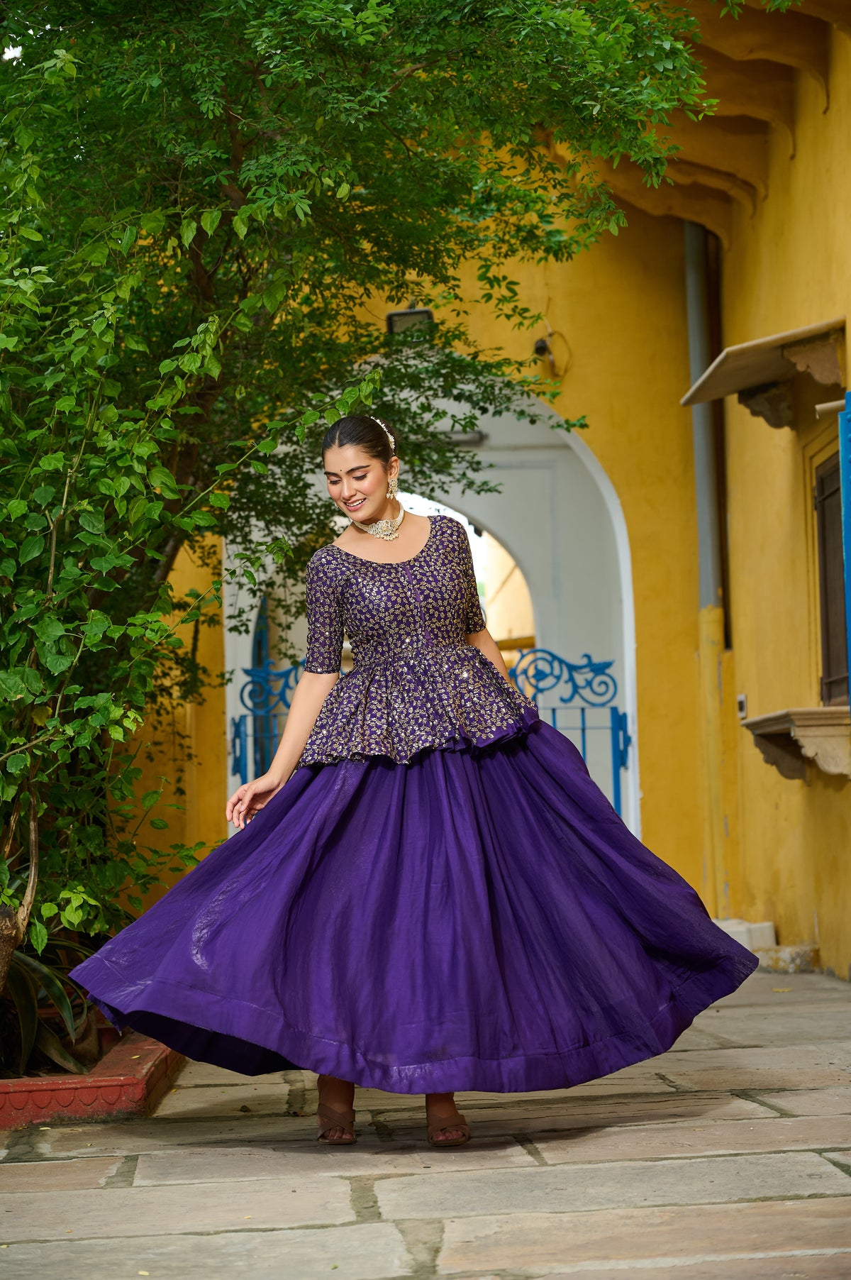 Fendy Embroidered Lehenga With Peplum Blouse