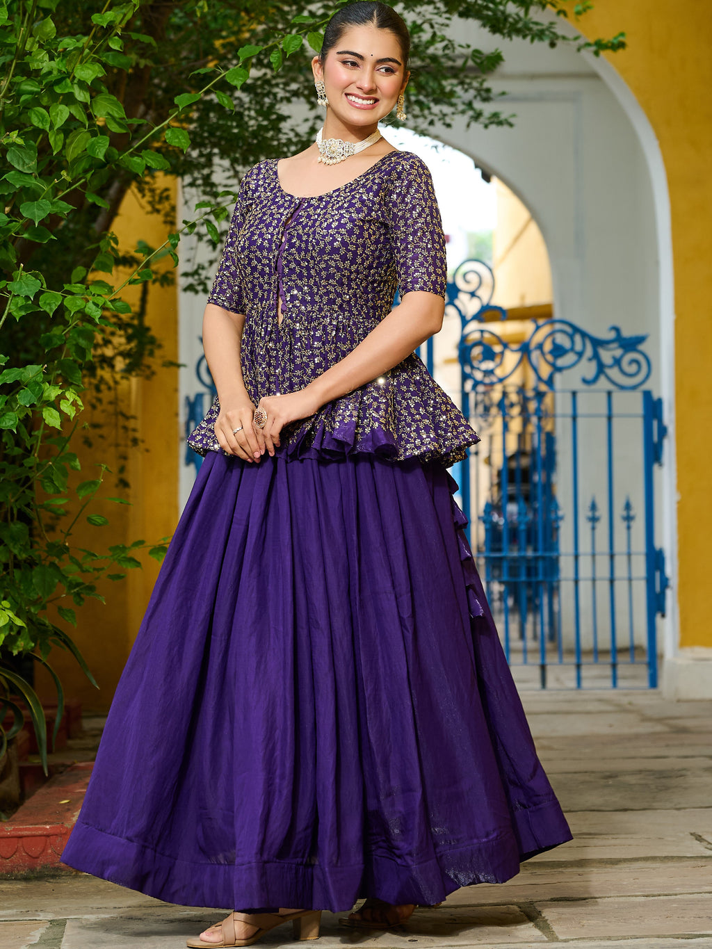 Fendy Embroidered Lehenga With Peplum Blouse