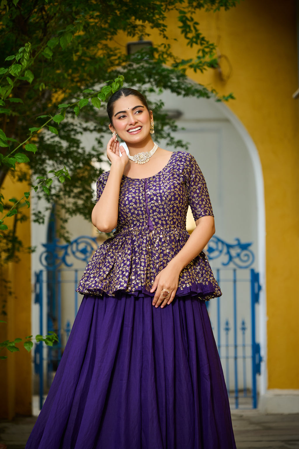 Fendy Embroidered Lehenga With Peplum Blouse