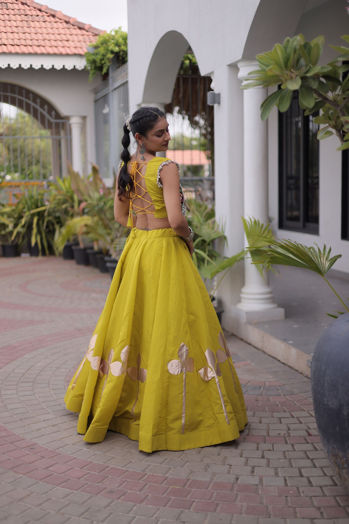 Roman Silk Navratri Lehenga With Top