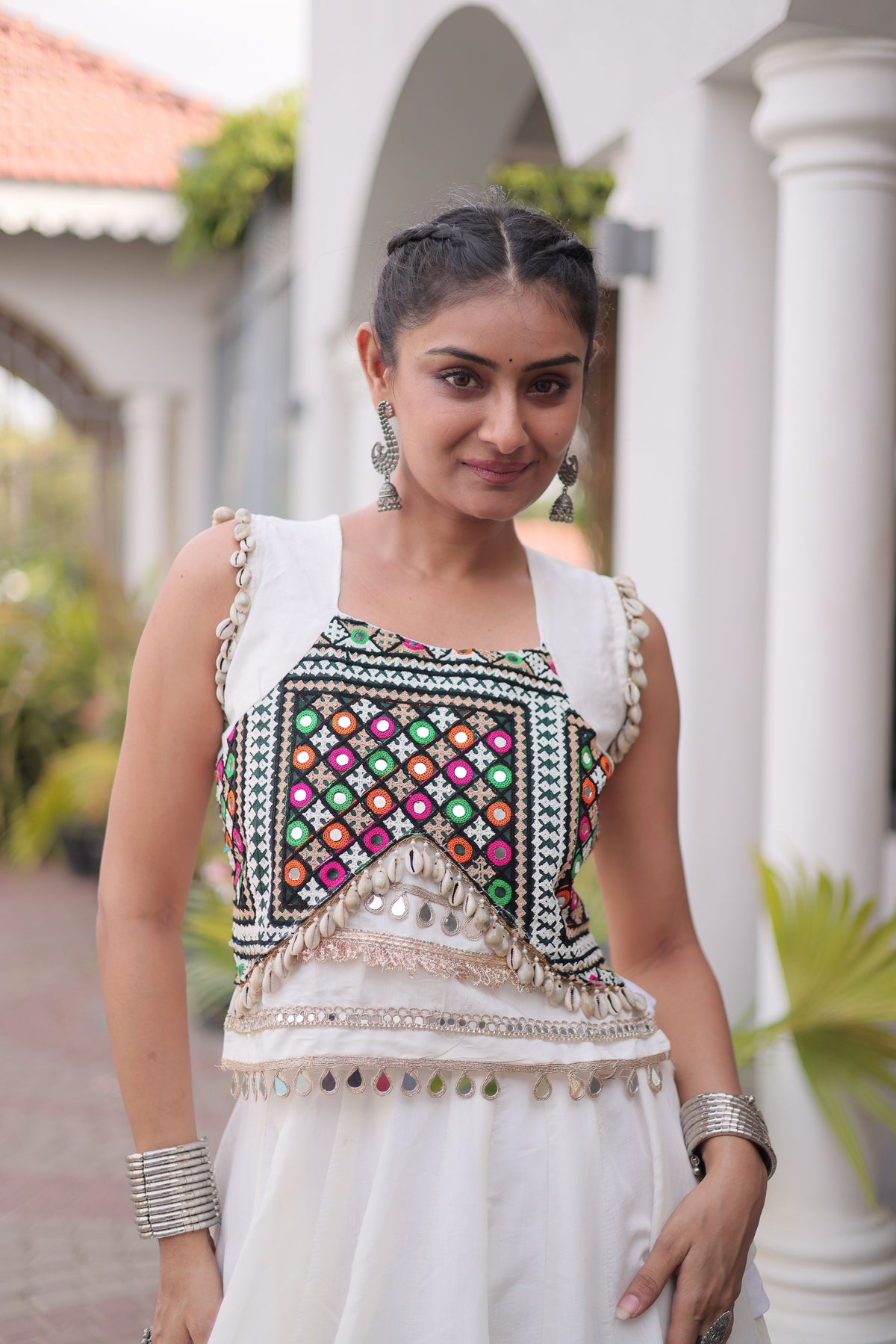 Roman Silk Navratri Lehenga With Top