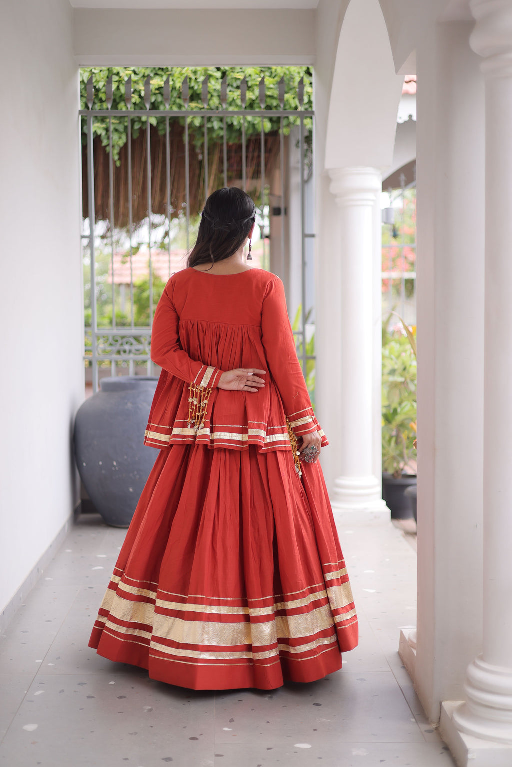 Cotton Real Mirror Work Navratri Lehenga With Top