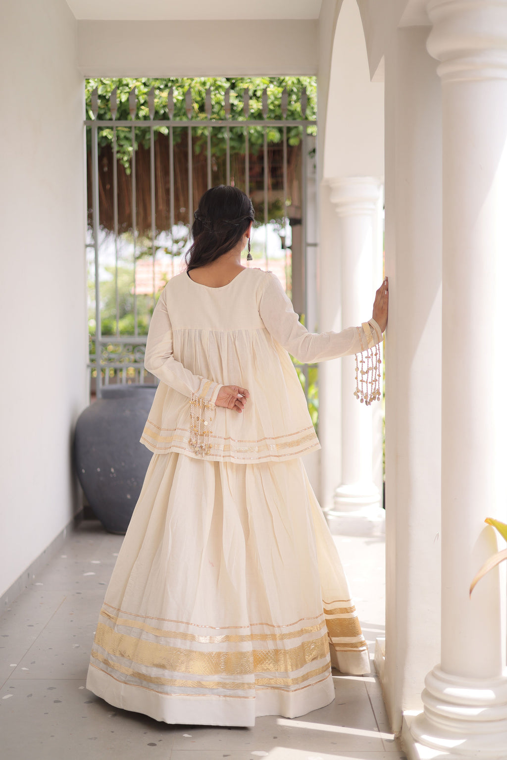 Cotton Real Mirror Work Navratri Lehenga With Top