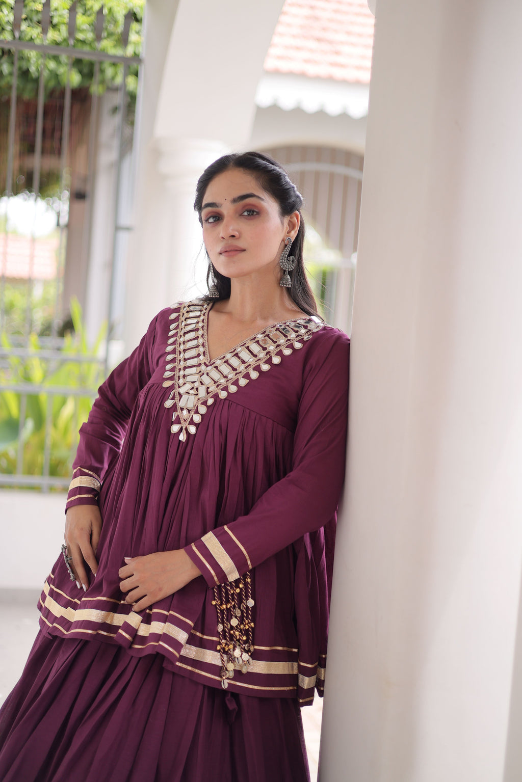 Cotton Real Mirror Work Navratri Lehenga With Top