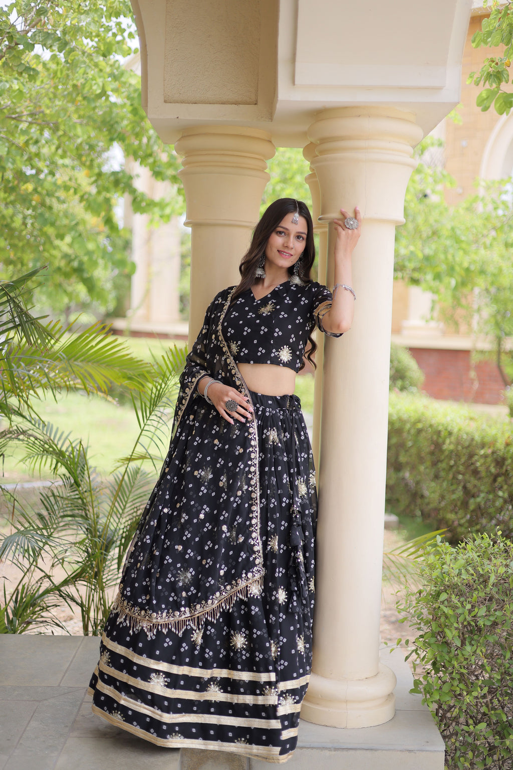 Faux Georgette Bandhej Print Lehenga With Dupatta