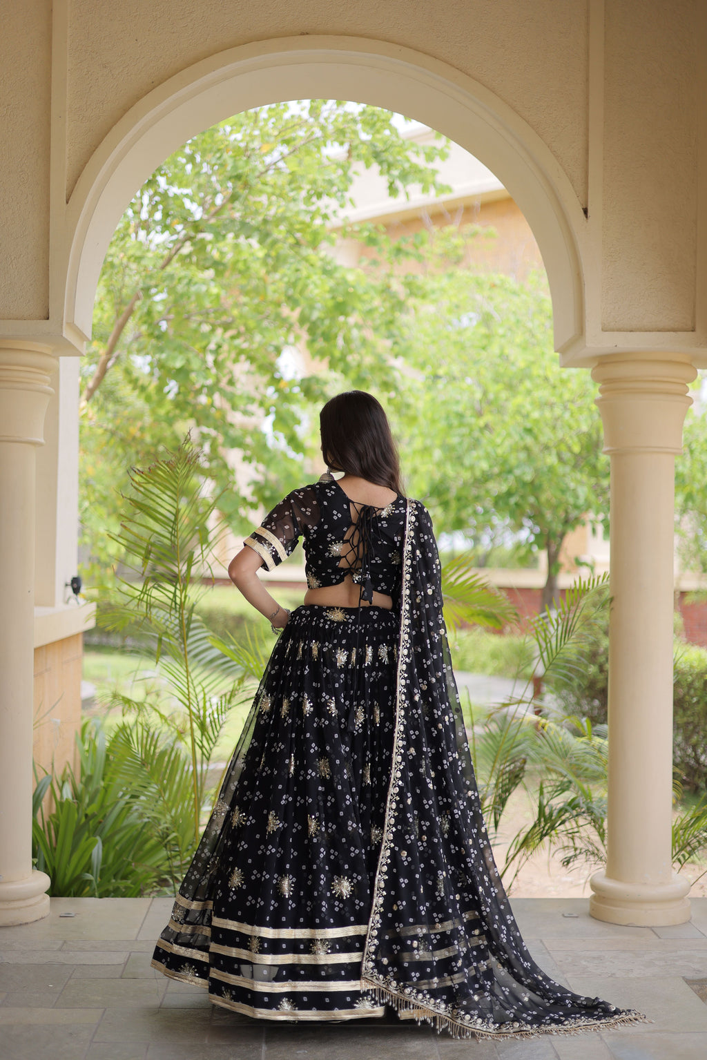 Faux Georgette Bandhej Print Lehenga With Dupatta