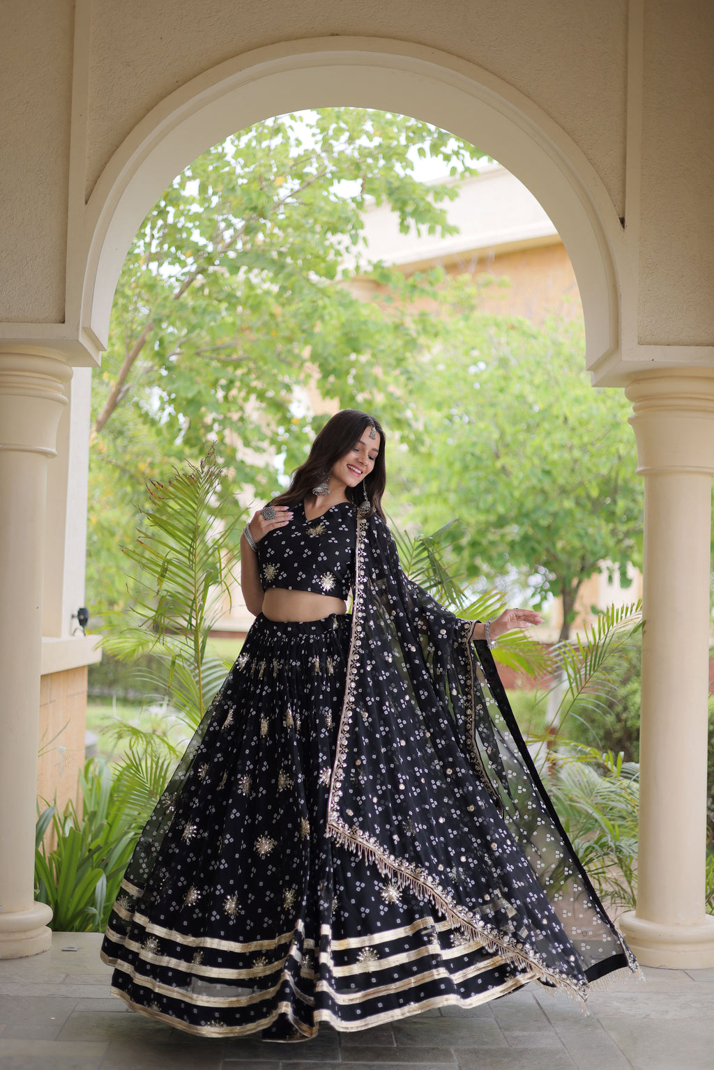 Faux Georgette Bandhej Print Lehenga With Dupatta