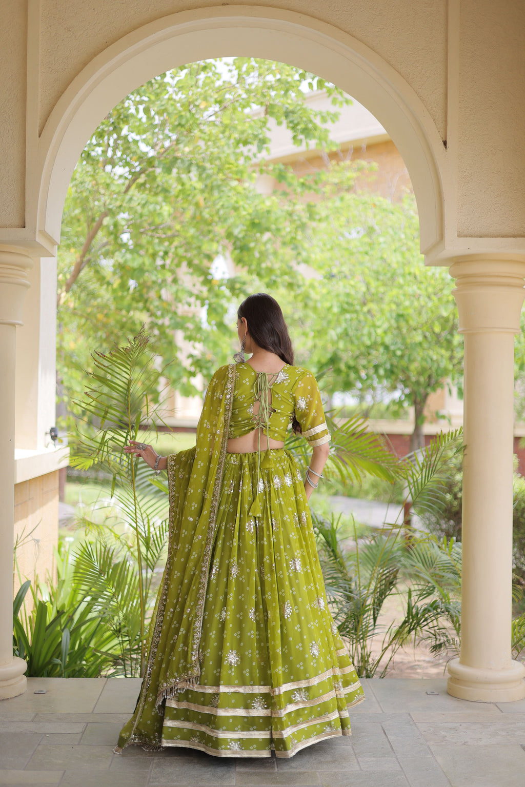 Faux Georgette Bandhej Print Lehenga With Dupatta