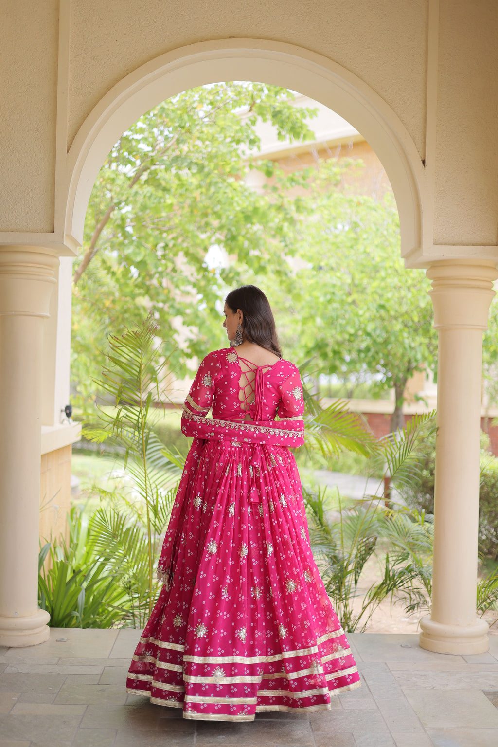 Faux Georgette Bandhej Print Lehenga With Dupatta