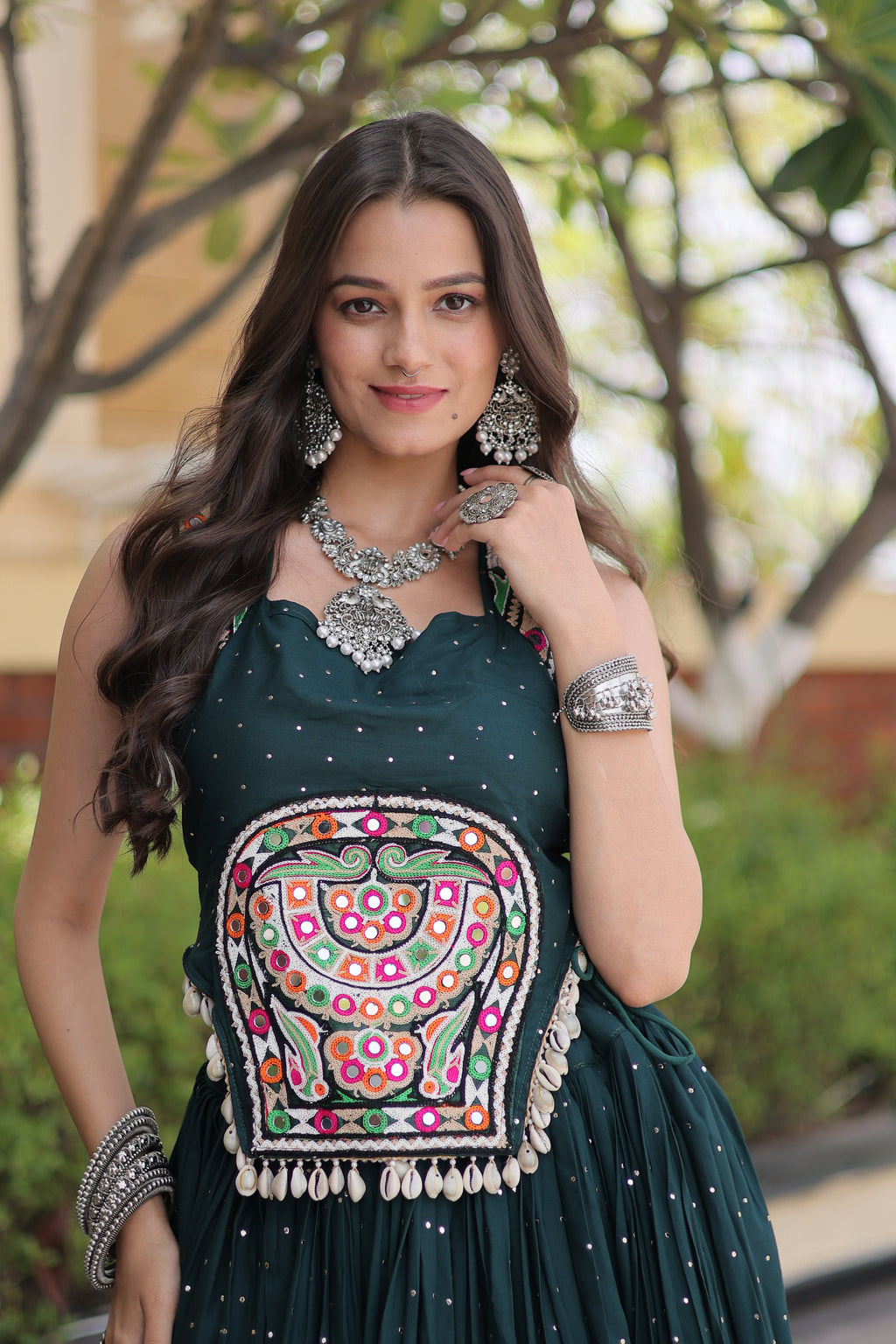 Rayon Gamthi Work Navratri Lehenga With Blouse