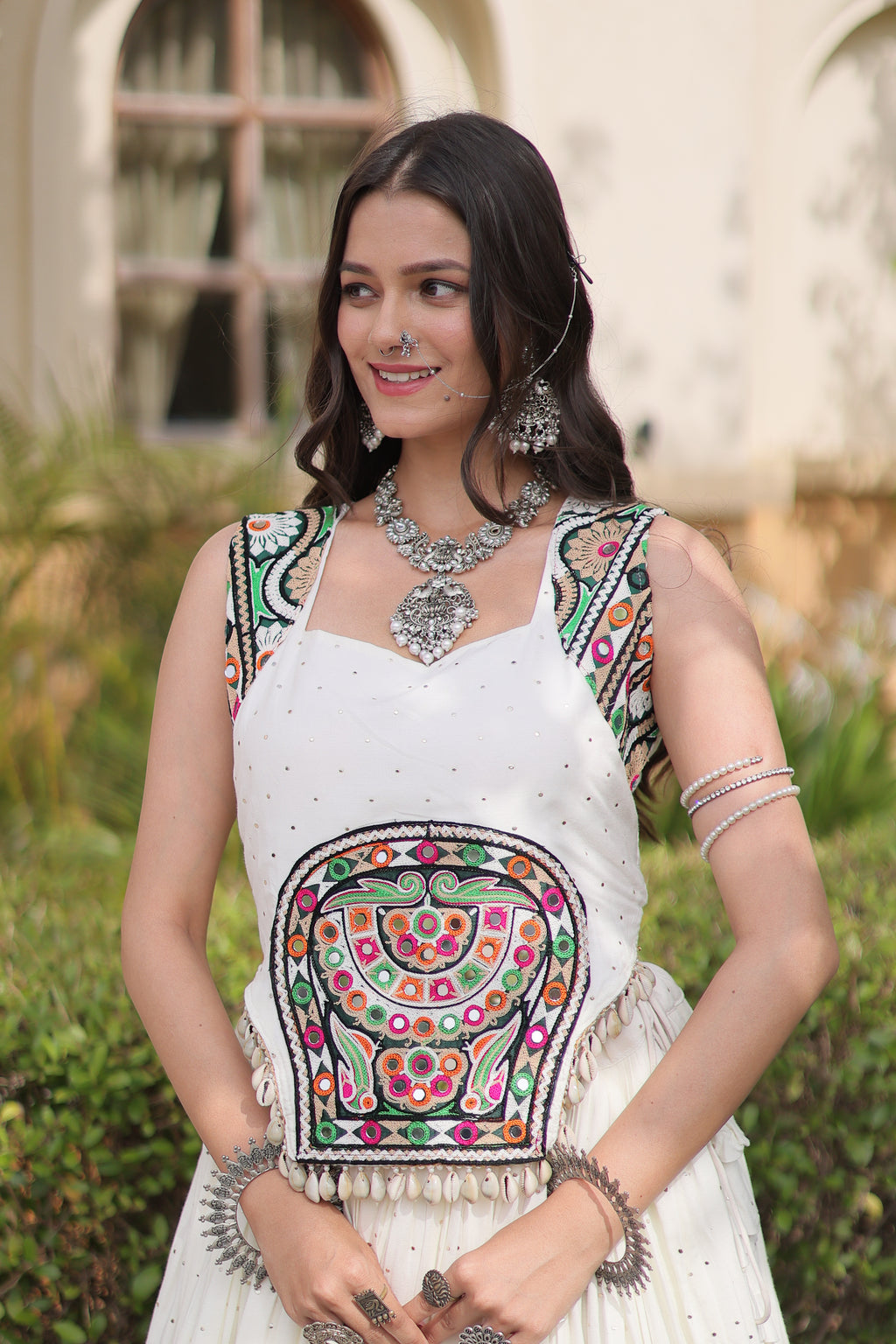 Rayon Gamthi Work Navratri Lehenga With Blouse