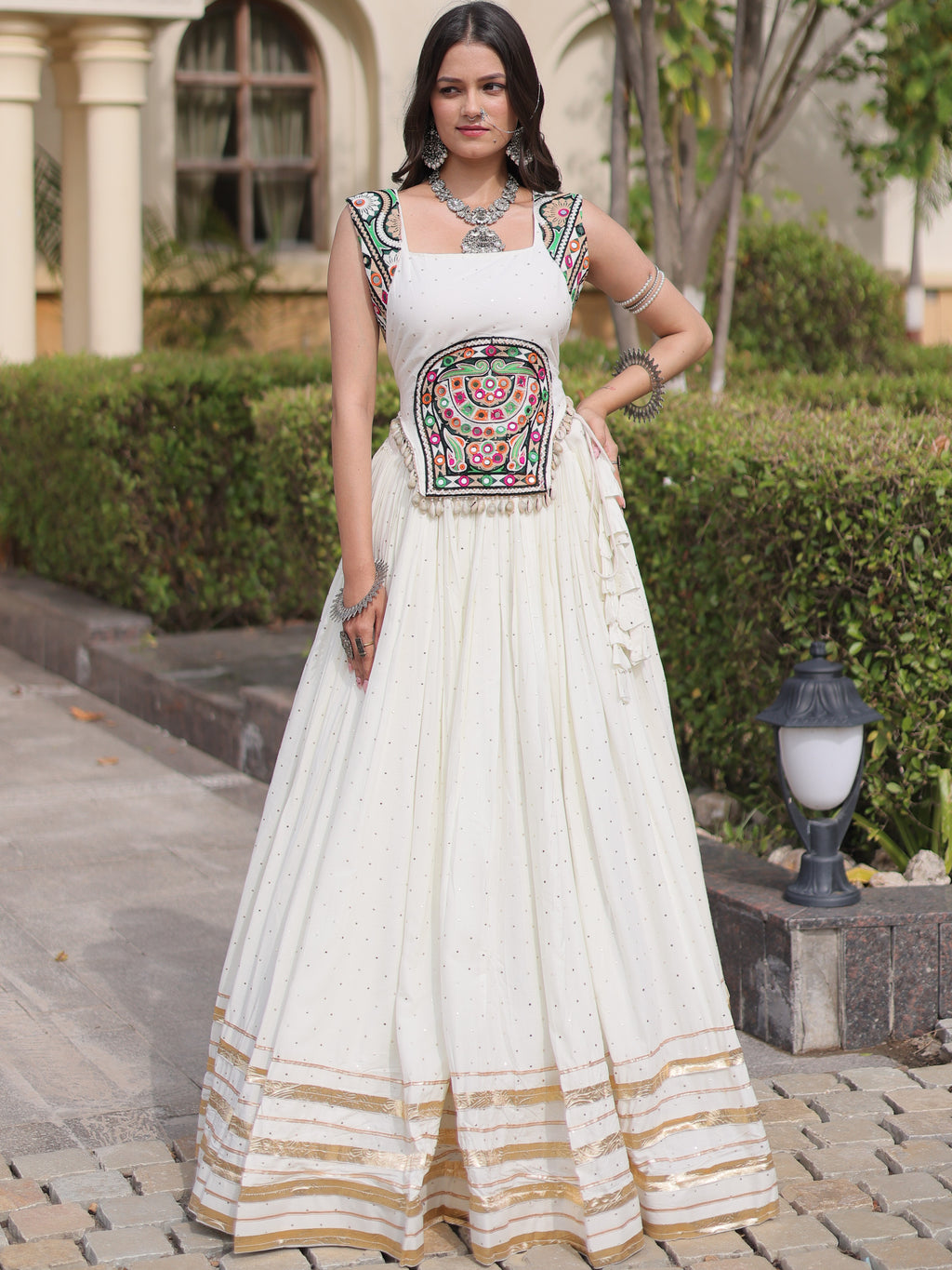 Rayon Gamthi Work Navratri Lehenga With Blouse