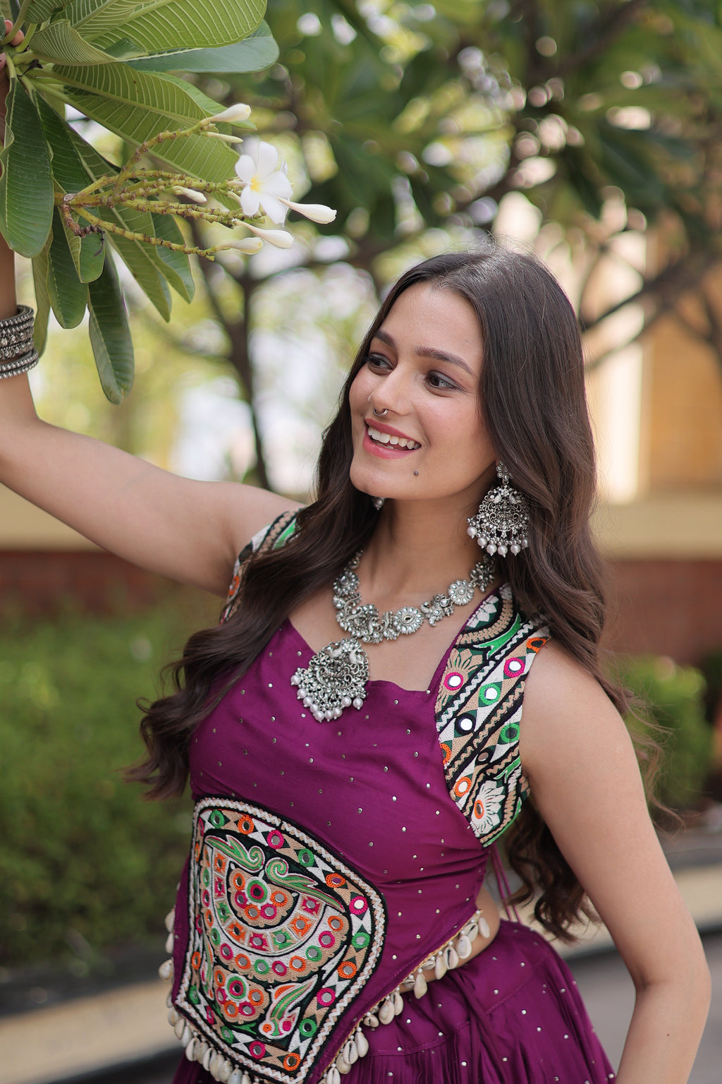 Rayon Gamthi Work Navratri Lehenga With Blouse