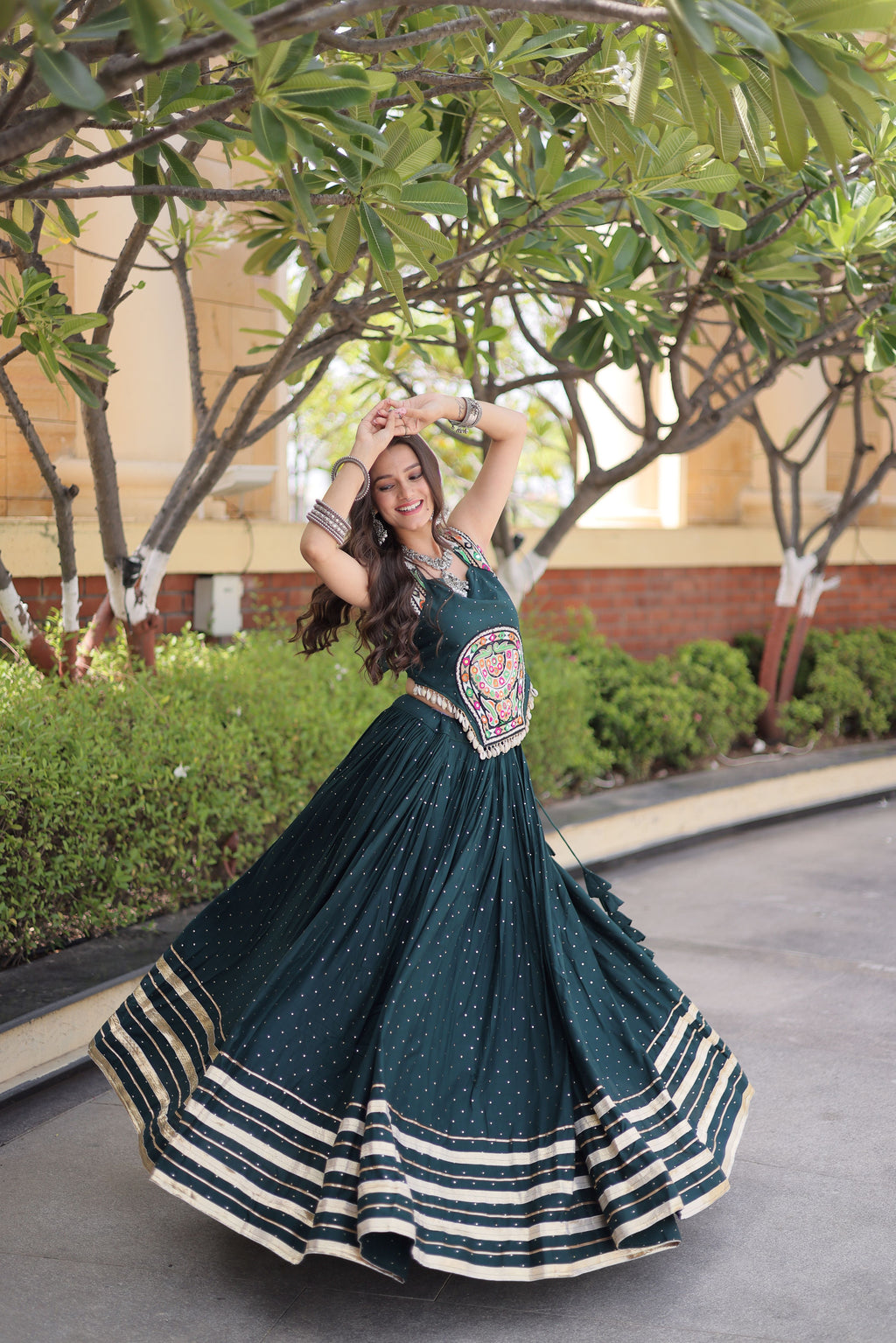 Rayon Gamthi Work Navratri Lehenga With Blouse