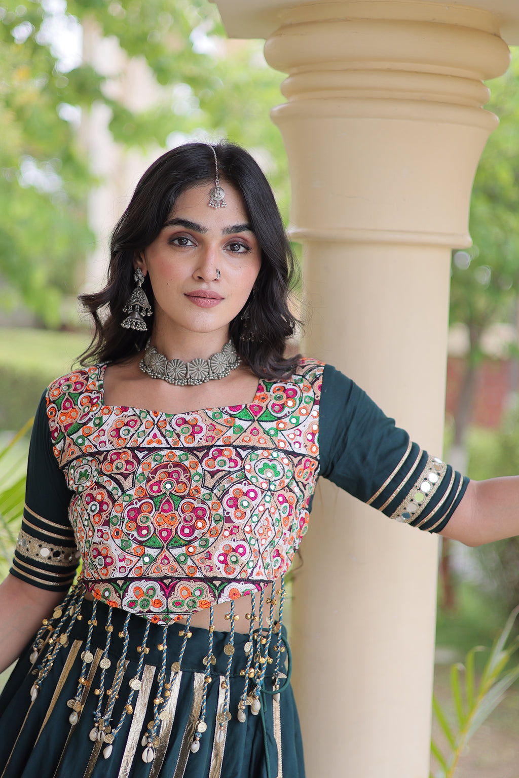 Rayon Double Ghera Navratri Lehenga With Gamthi Blouse