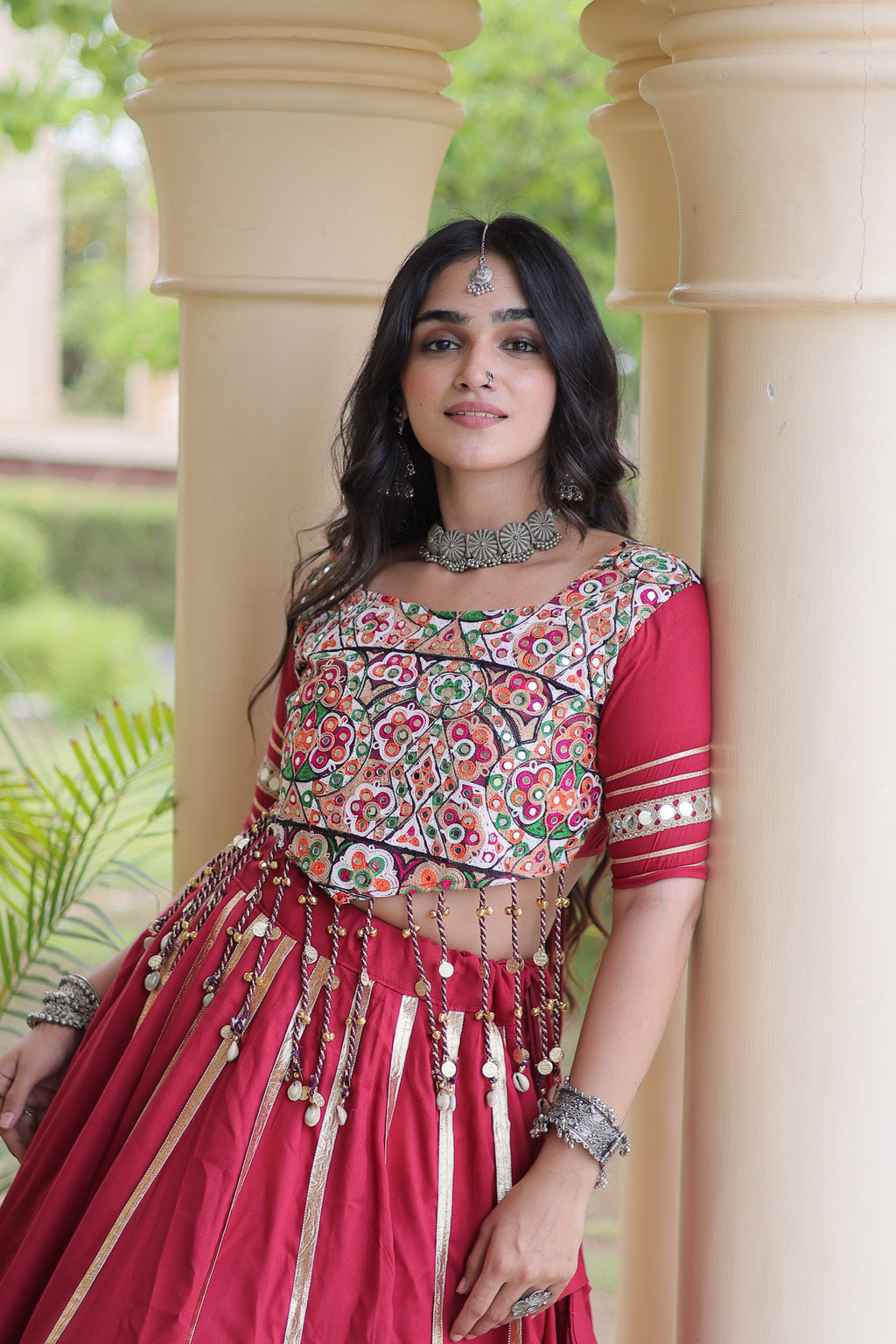 Rayon Double Ghera Navratri Lehenga With Gamthi Blouse