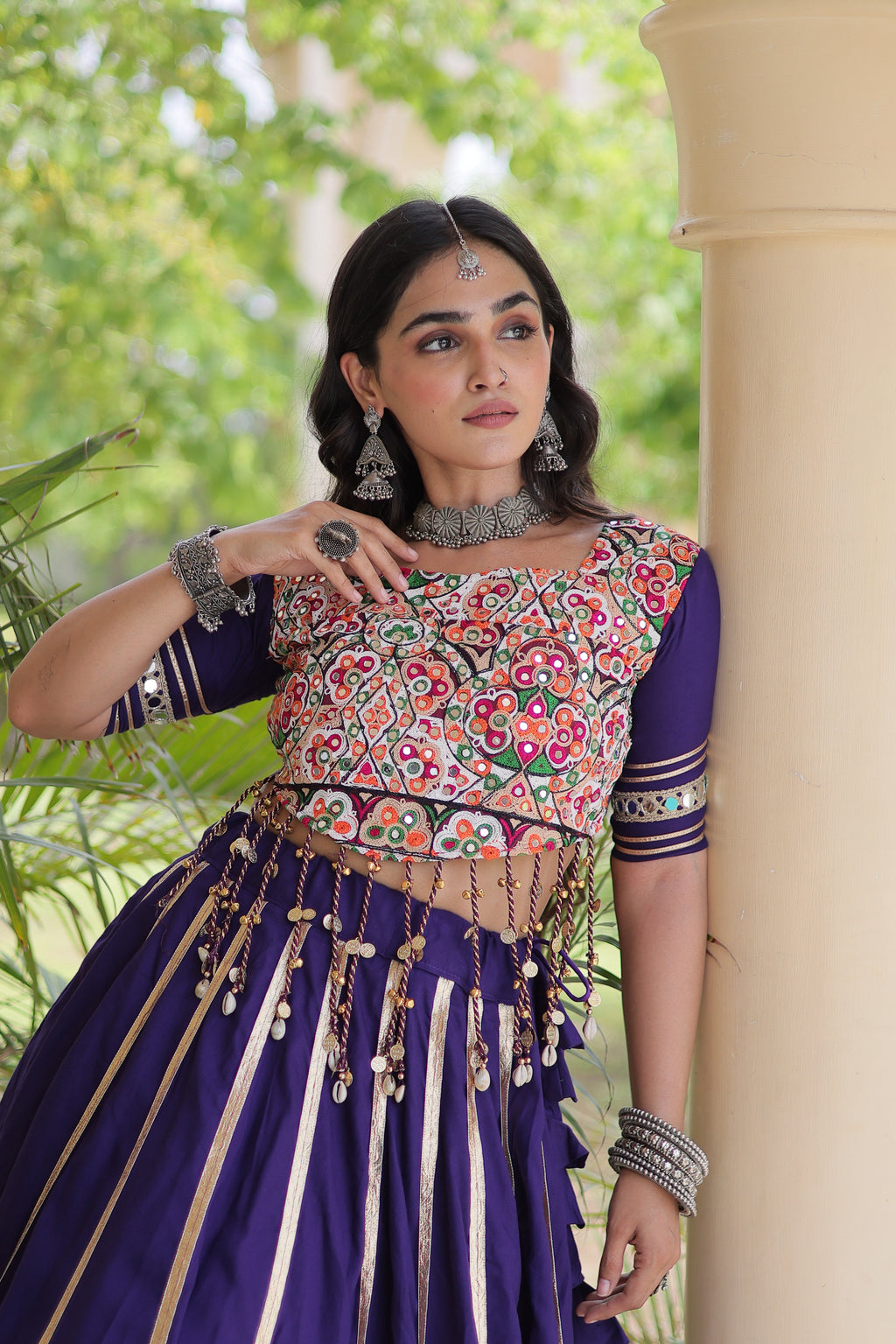 Rayon Double Ghera Navratri Lehenga With Gamthi Blouse
