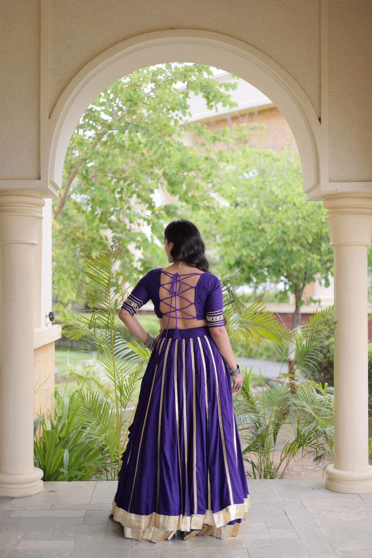 Rayon Double Ghera Navratri Lehenga With Gamthi Blouse
