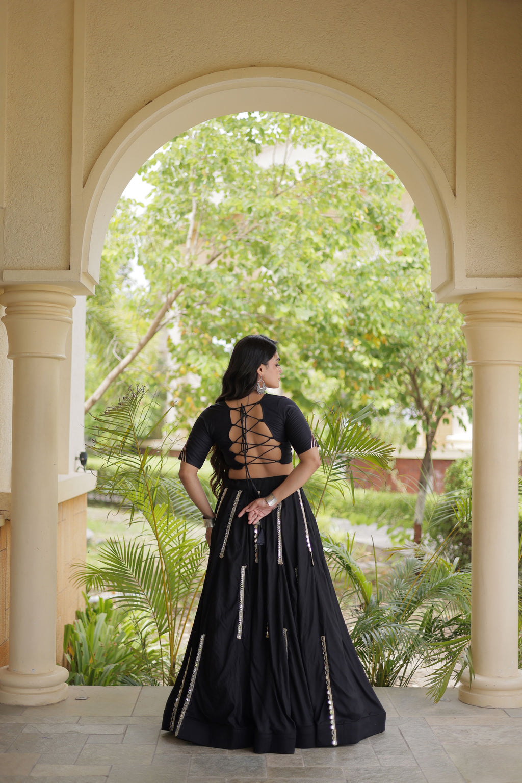 Rayon Thread Embroidered Navratri Lehenga