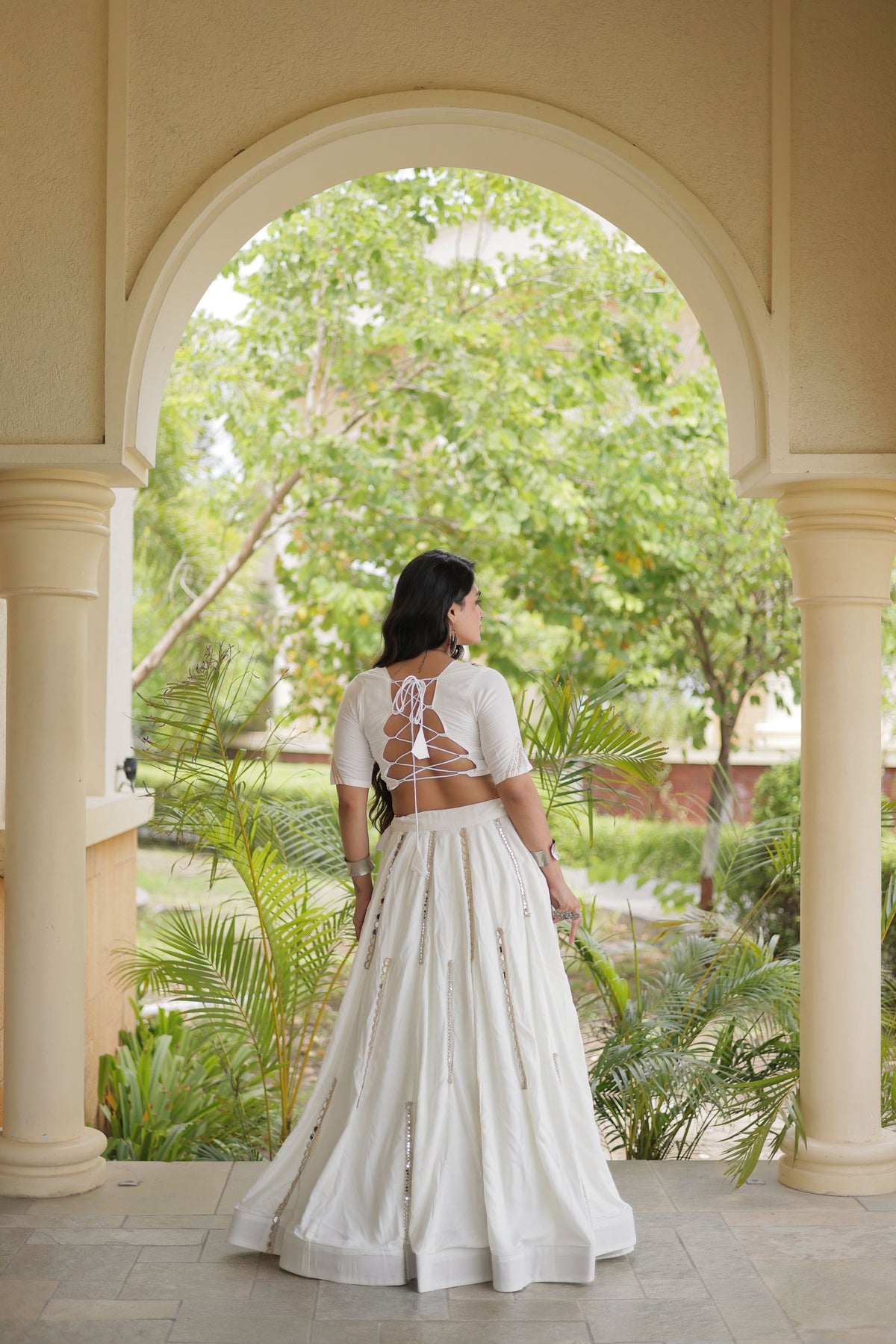 Rayon Thread Embroidered Navratri Lehenga