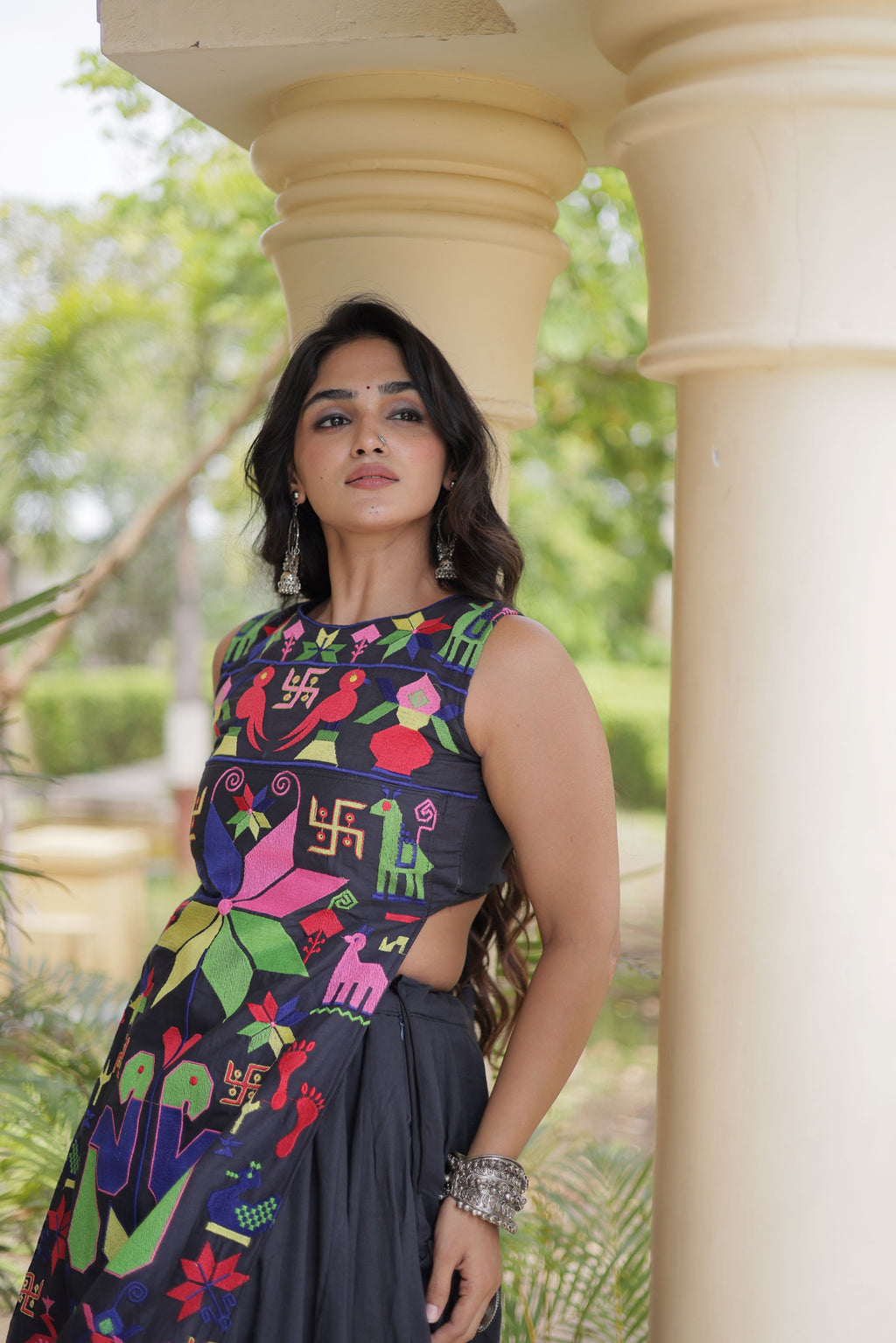 Kora Cotton Navratri Lehenga With Gamthi Work Blouse