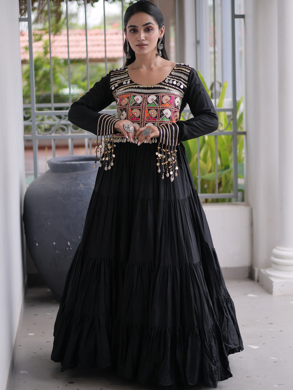 Rayon Gamthi Work Navratri Gown
