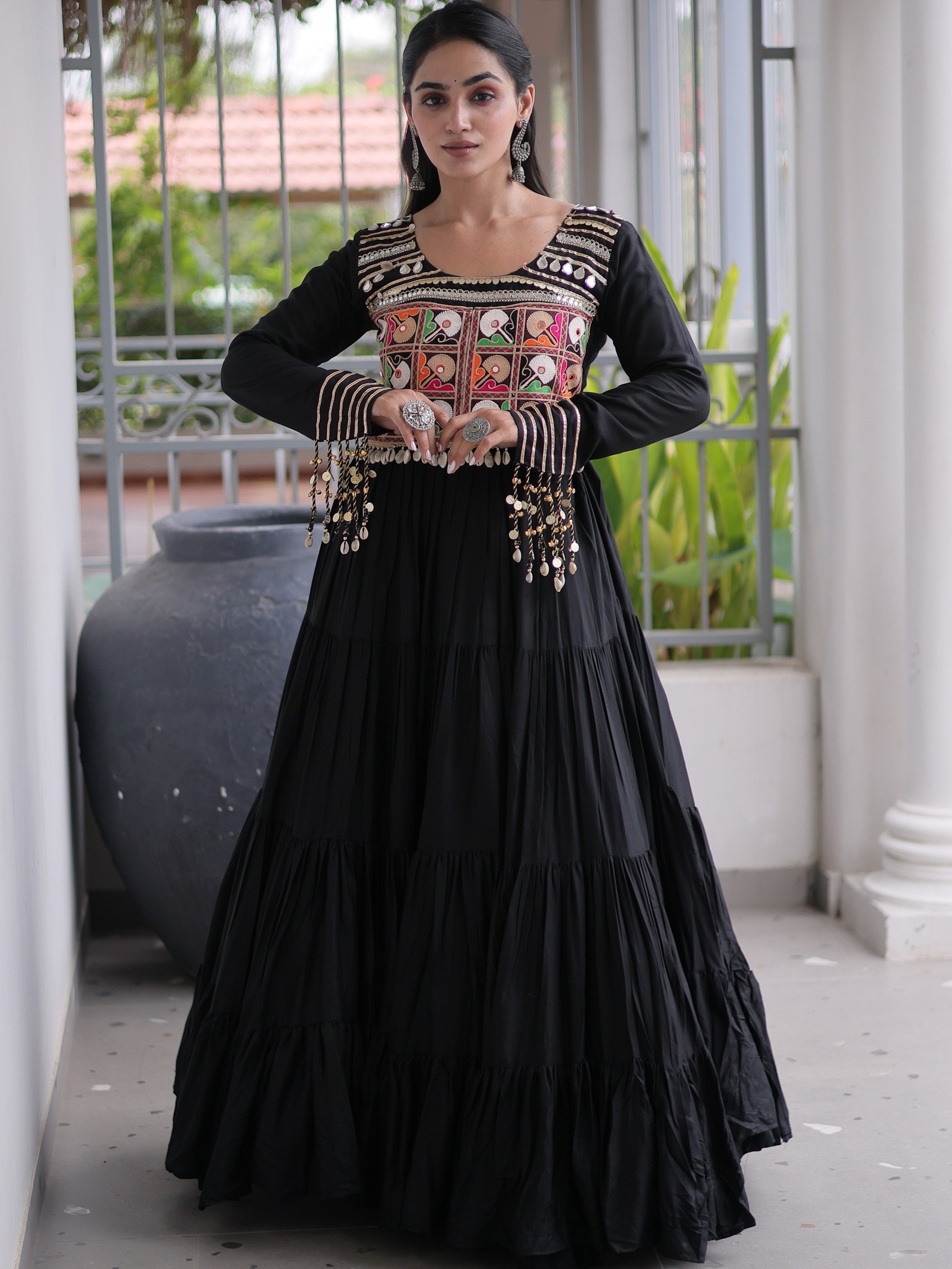 Rayon Gamthi Work Navratri Gown