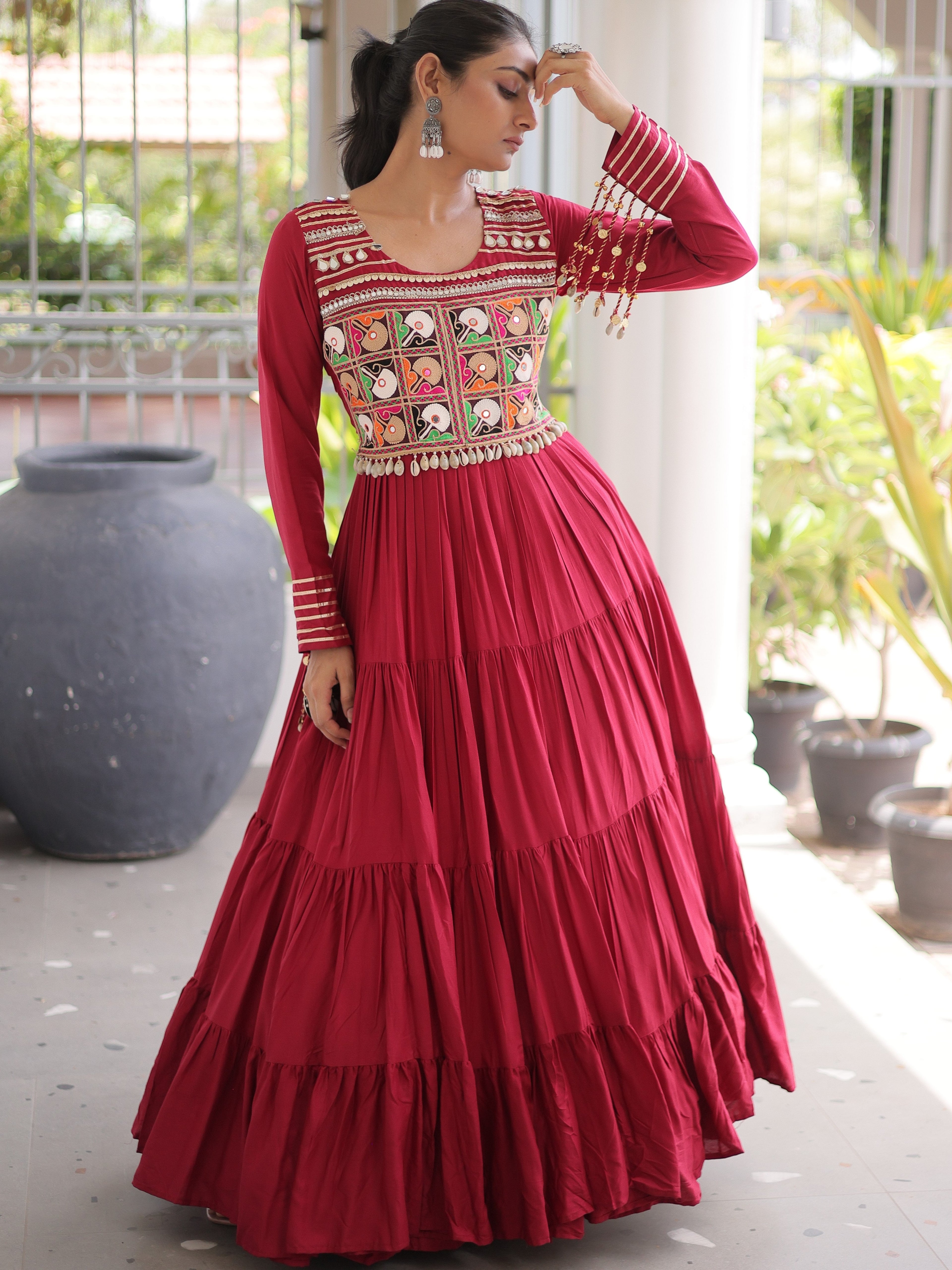 Rayon Gamthi Work Navratri Gown