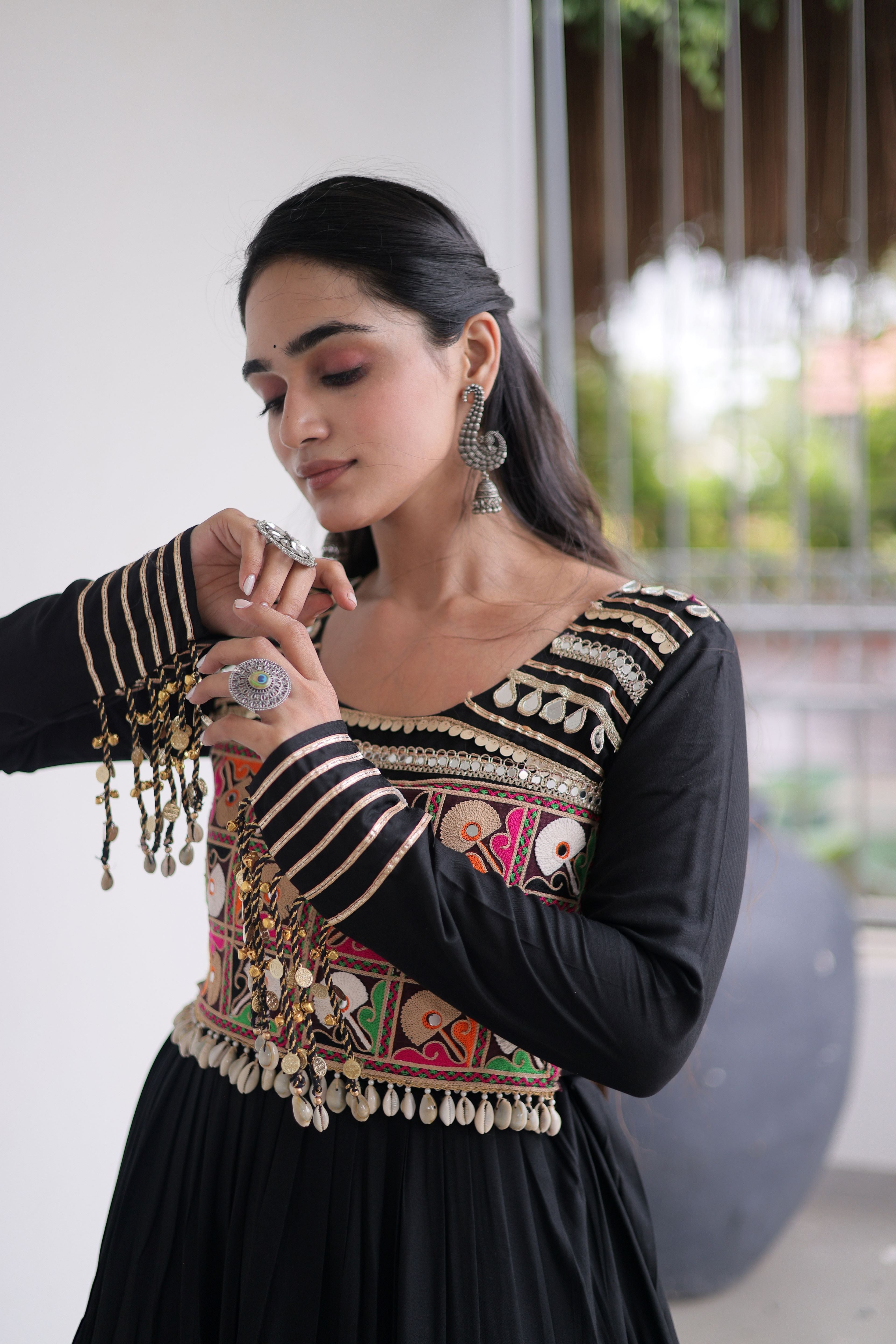 Rayon Gamthi Work Navratri Gown