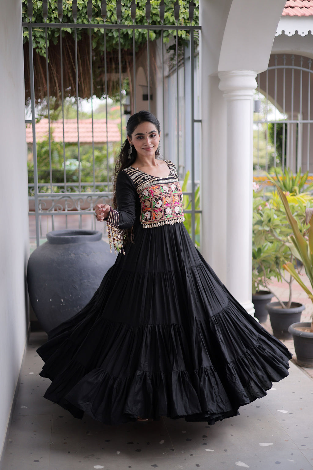 Rayon Gamthi Work Navratri Gown
