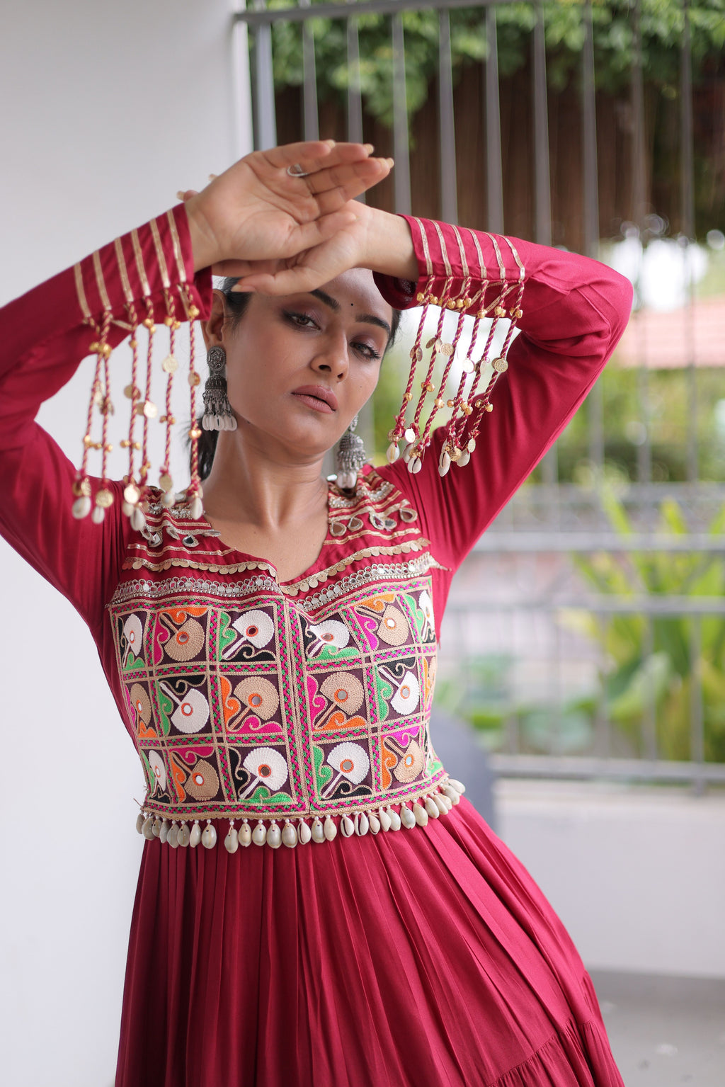 Rayon Gamthi Work Navratri Gown