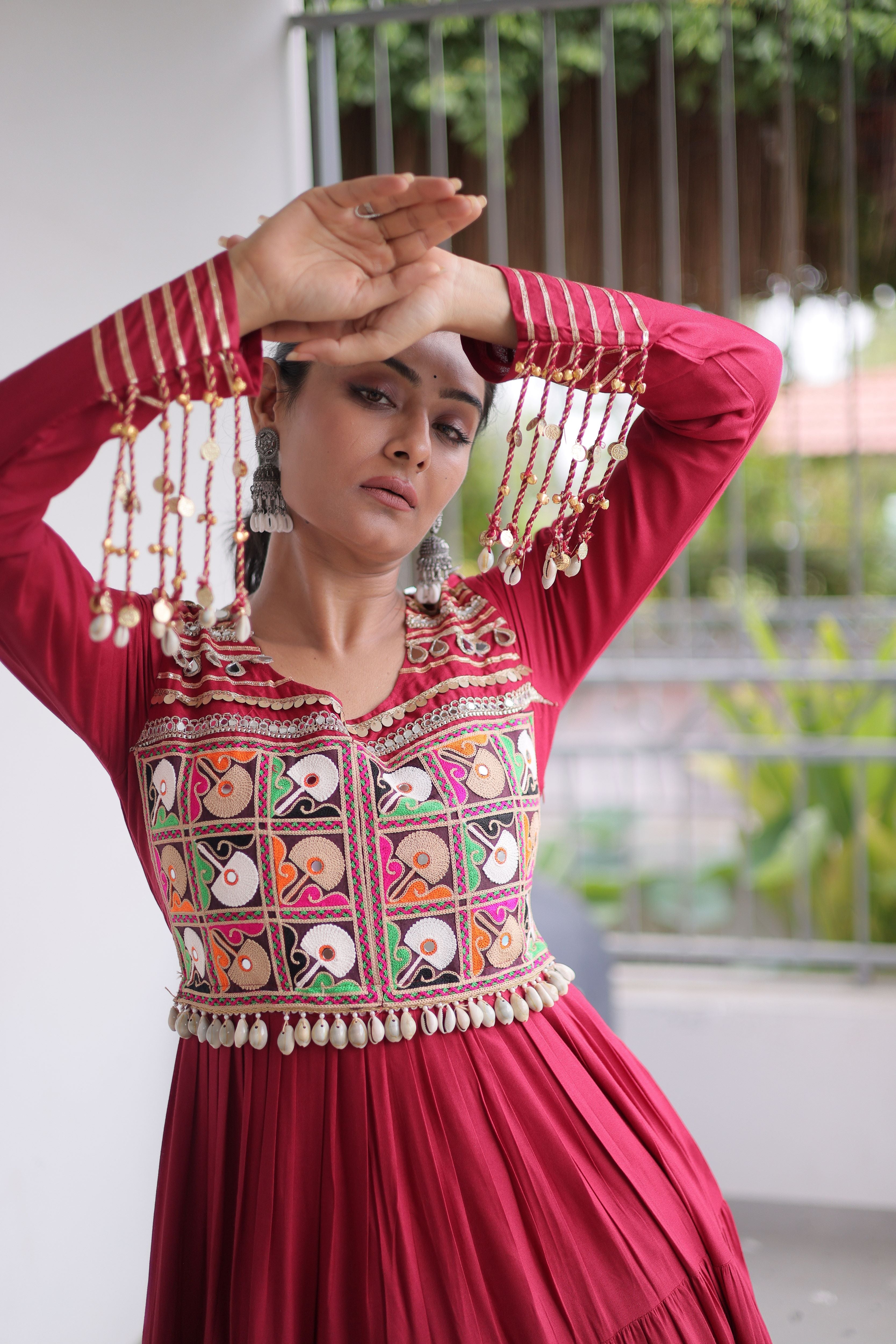 Rayon Gamthi Work Navratri Gown