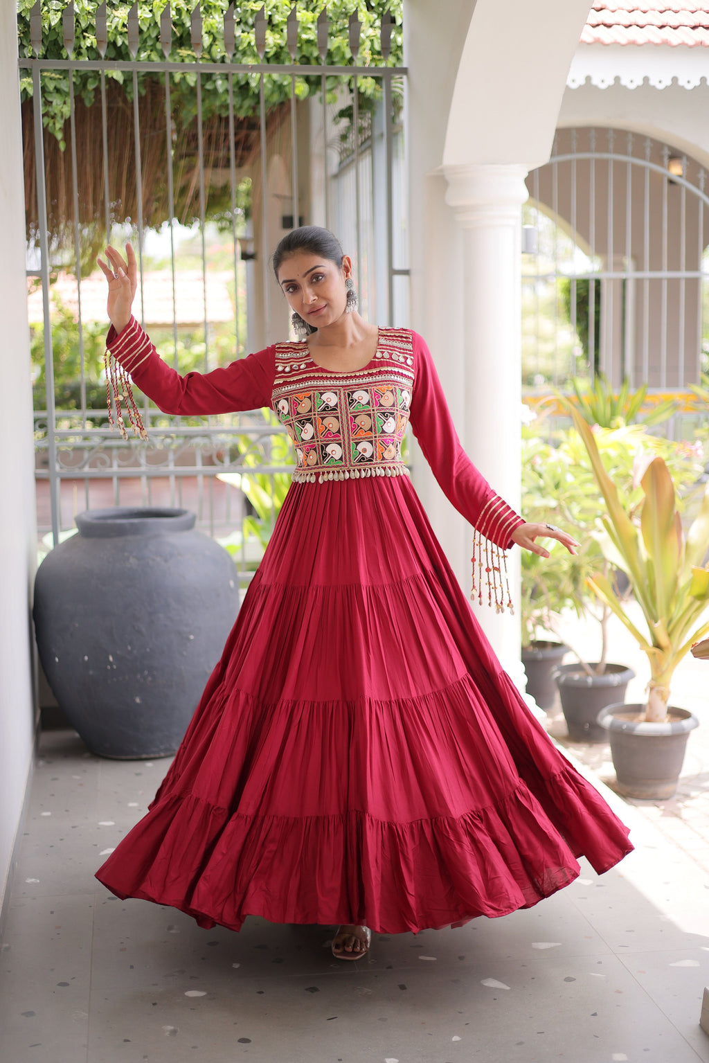 Rayon Gamthi Work Navratri Gown
