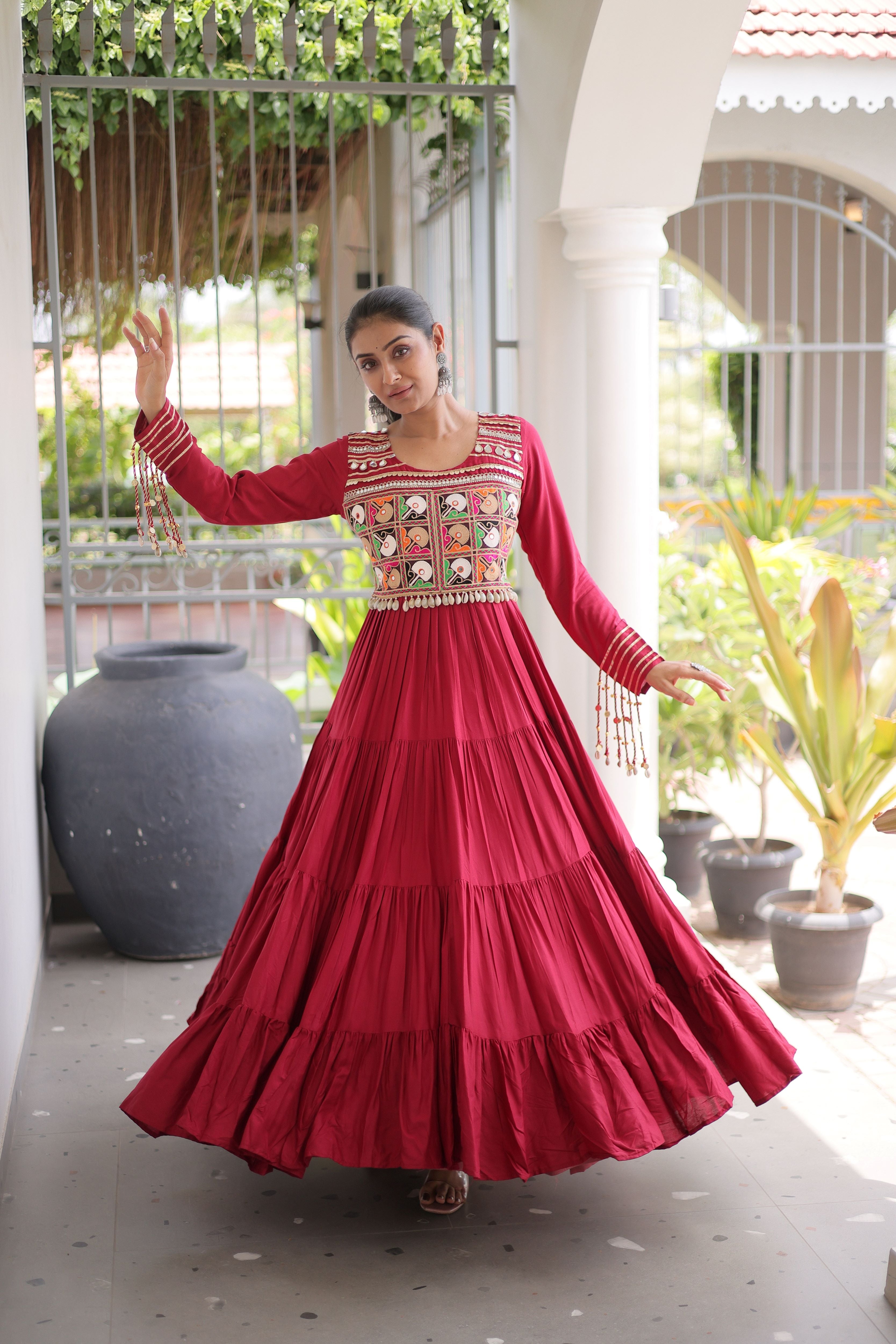 Rayon Gamthi Work Navratri Gown