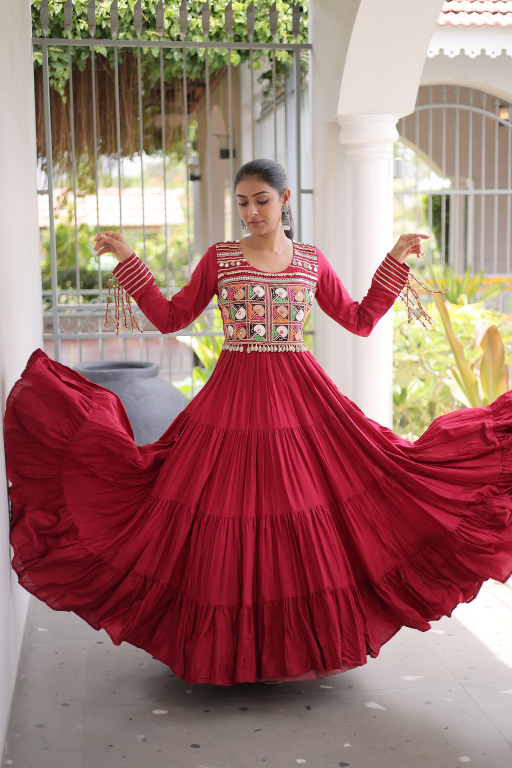 Rayon Gamthi Work Navratri Gown