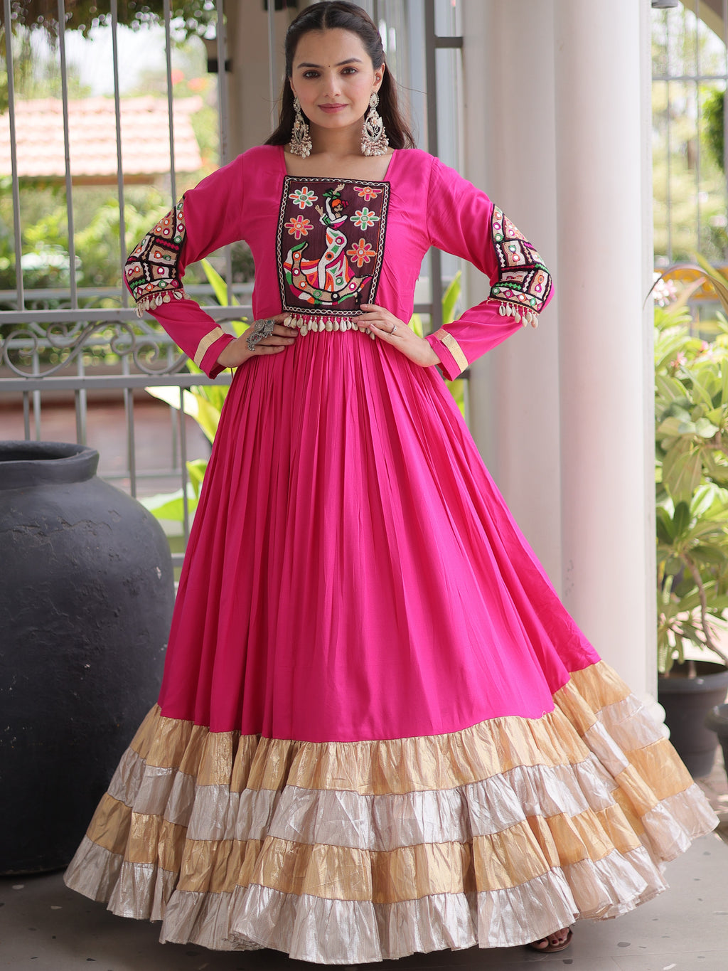 Rayon Gamthi Work Navratri Gown