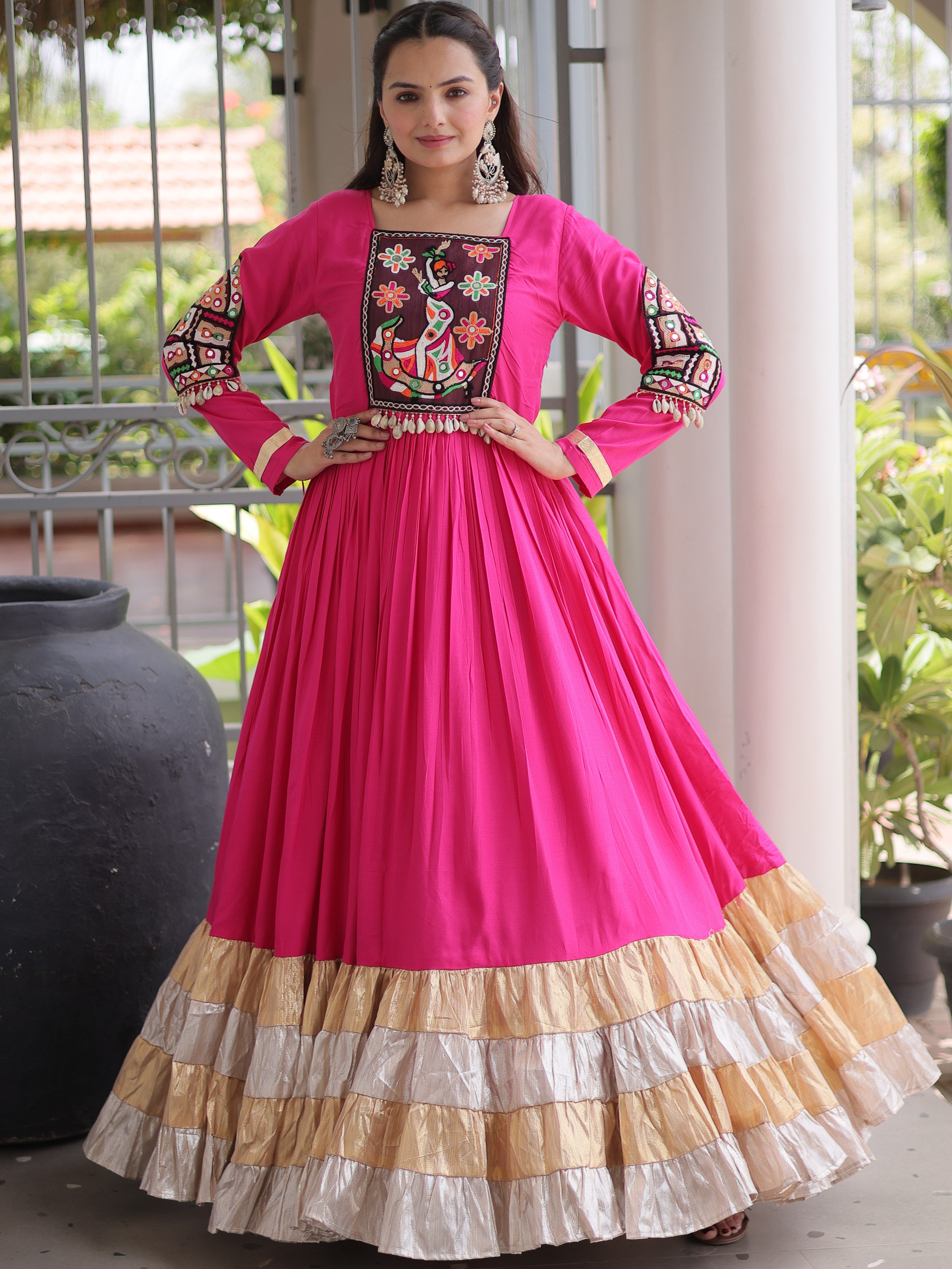 Rayon Gamthi Work Navratri Gown