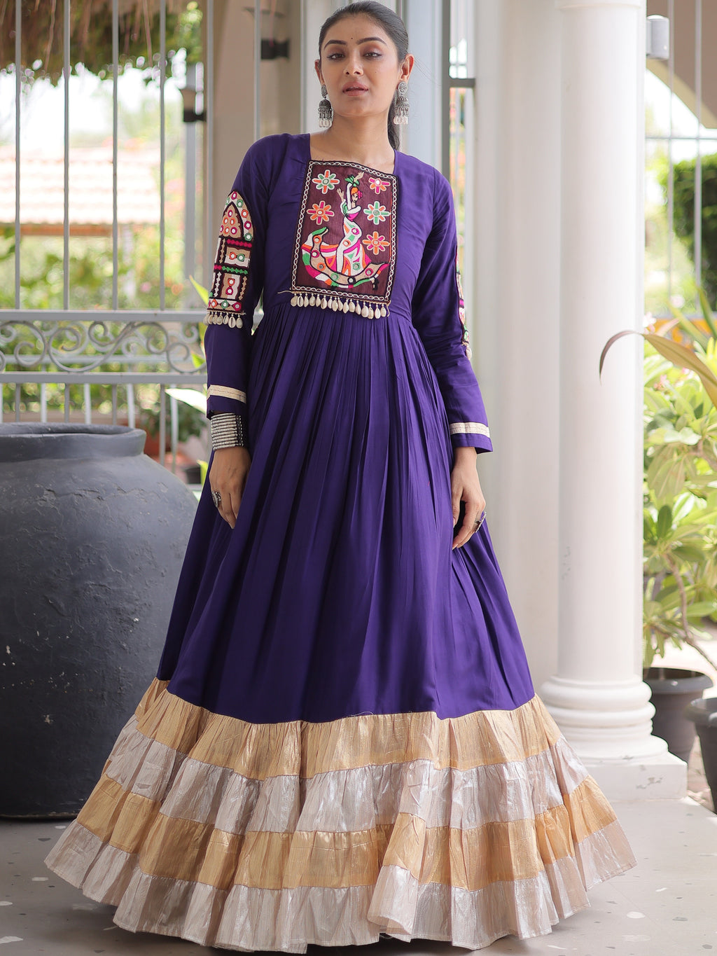 Rayon Gamthi Work Navratri Gown