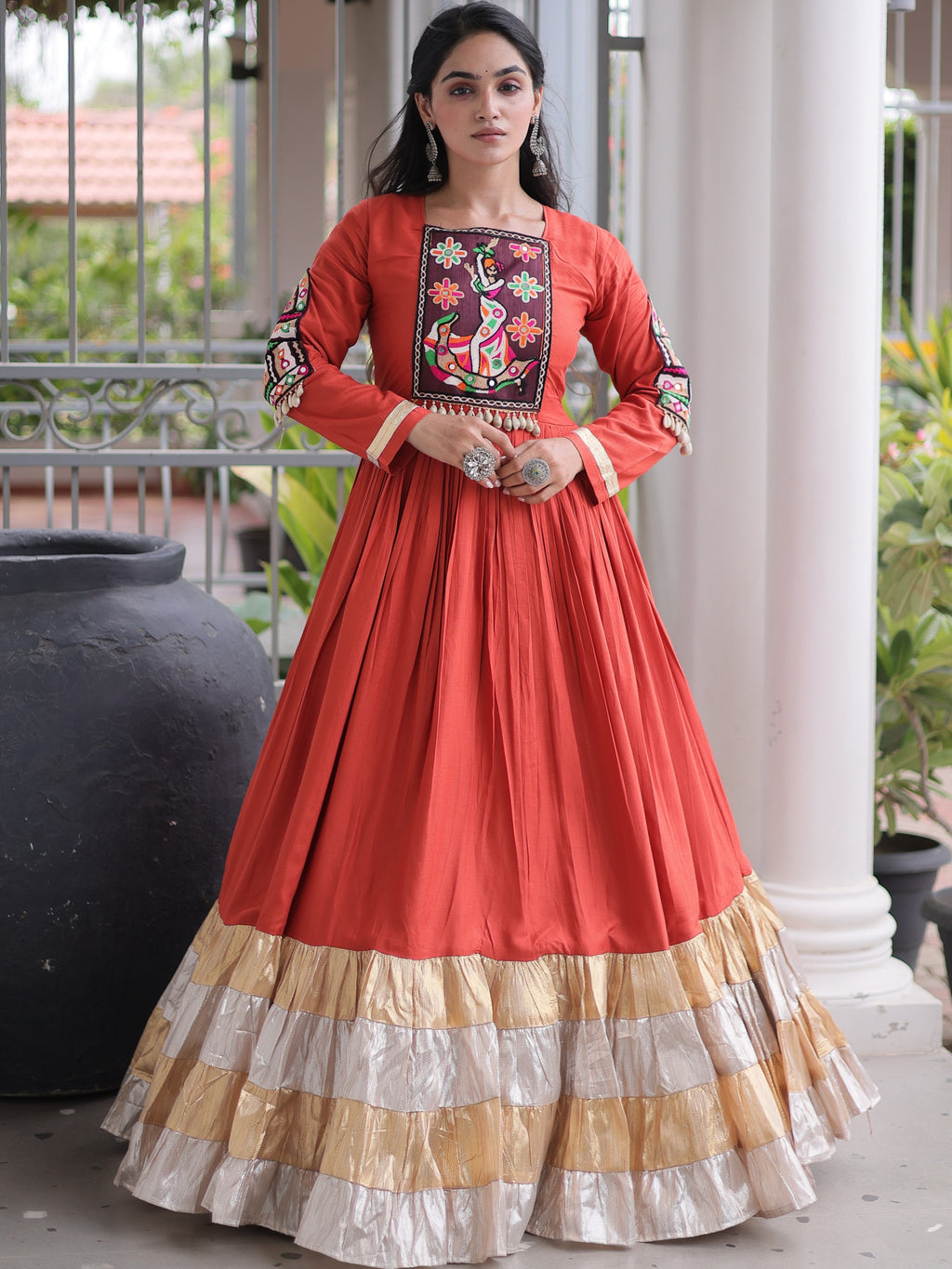 Rayon Gamthi Work Navratri Gown