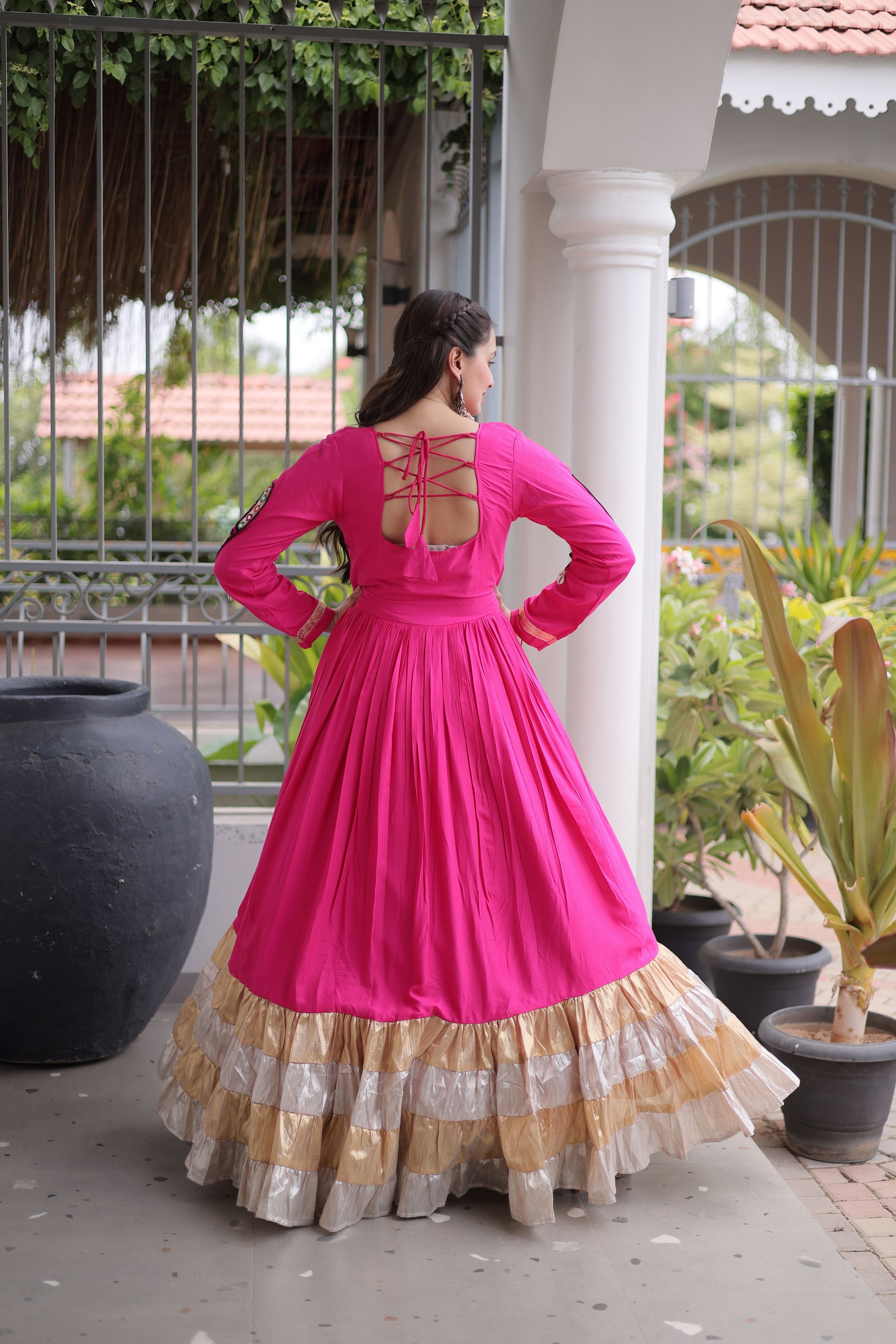 Rayon Gamthi Work Navratri Gown