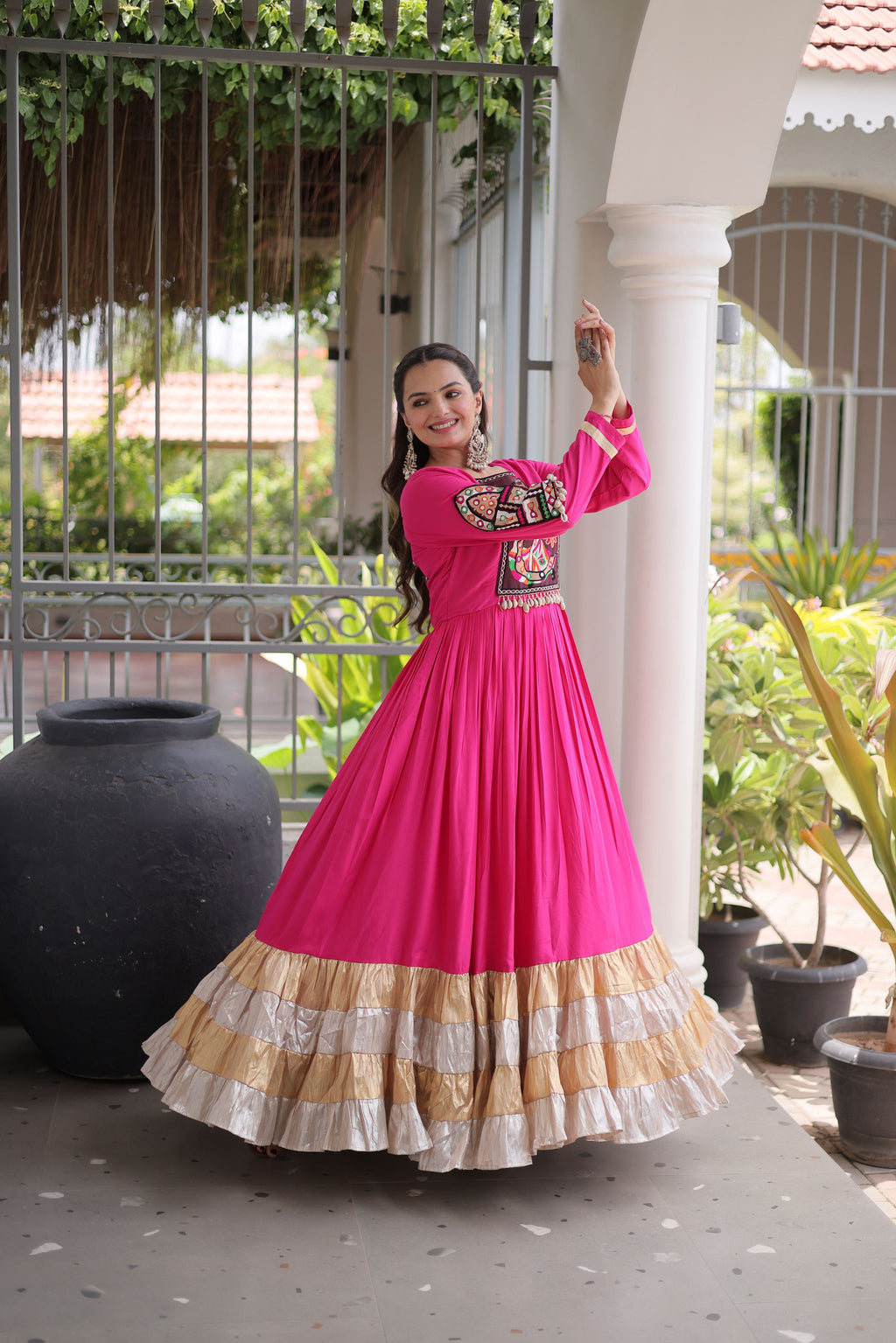 Rayon Gamthi Work Navratri Gown