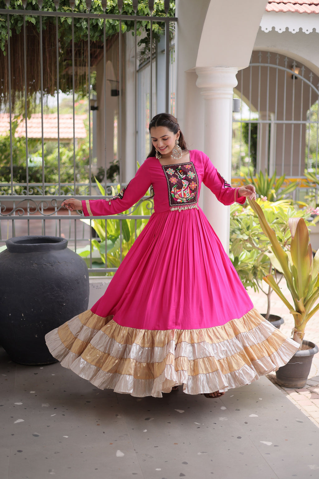Rayon Gamthi Work Navratri Gown